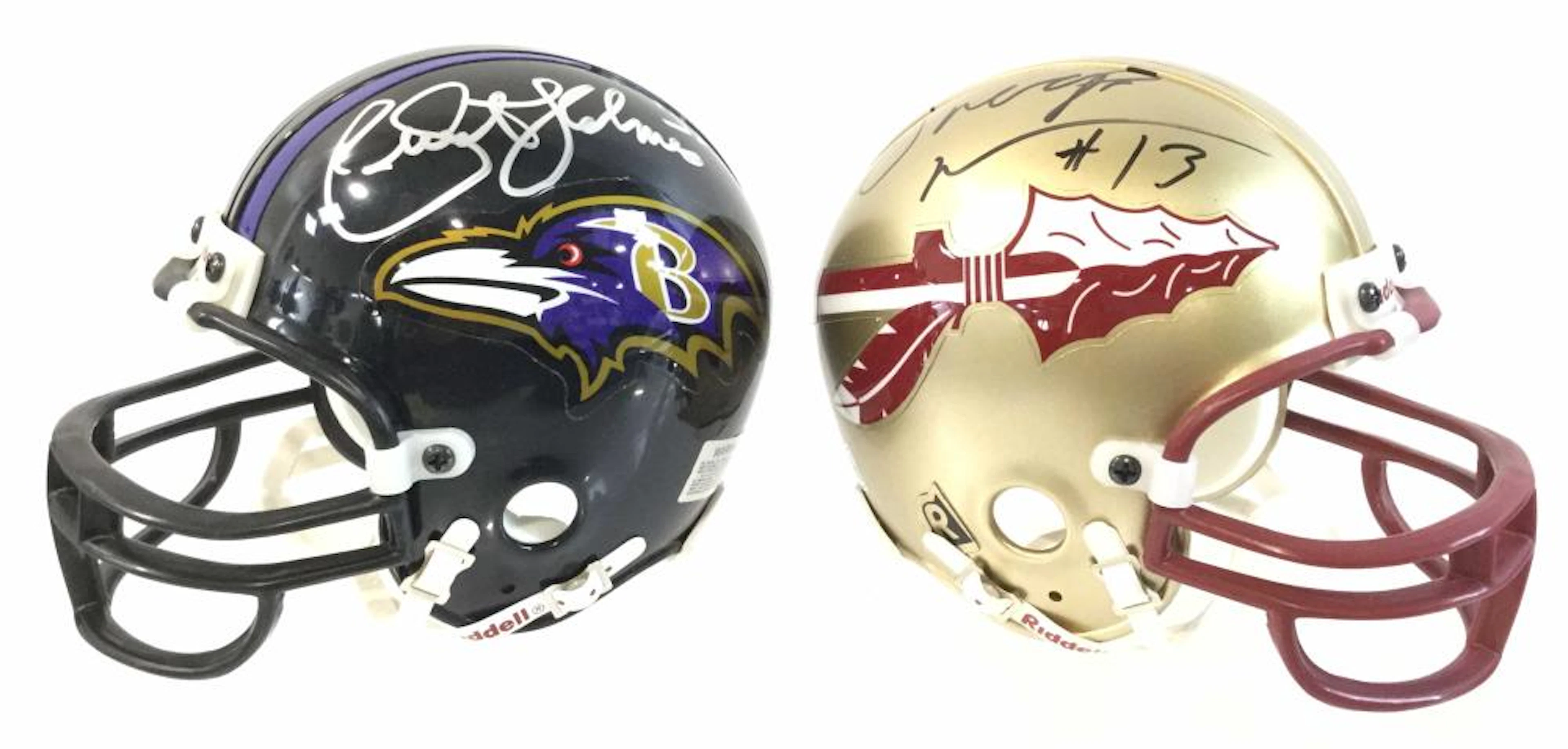 FL Ravens Priest Holmes Autographed Mini Helmet