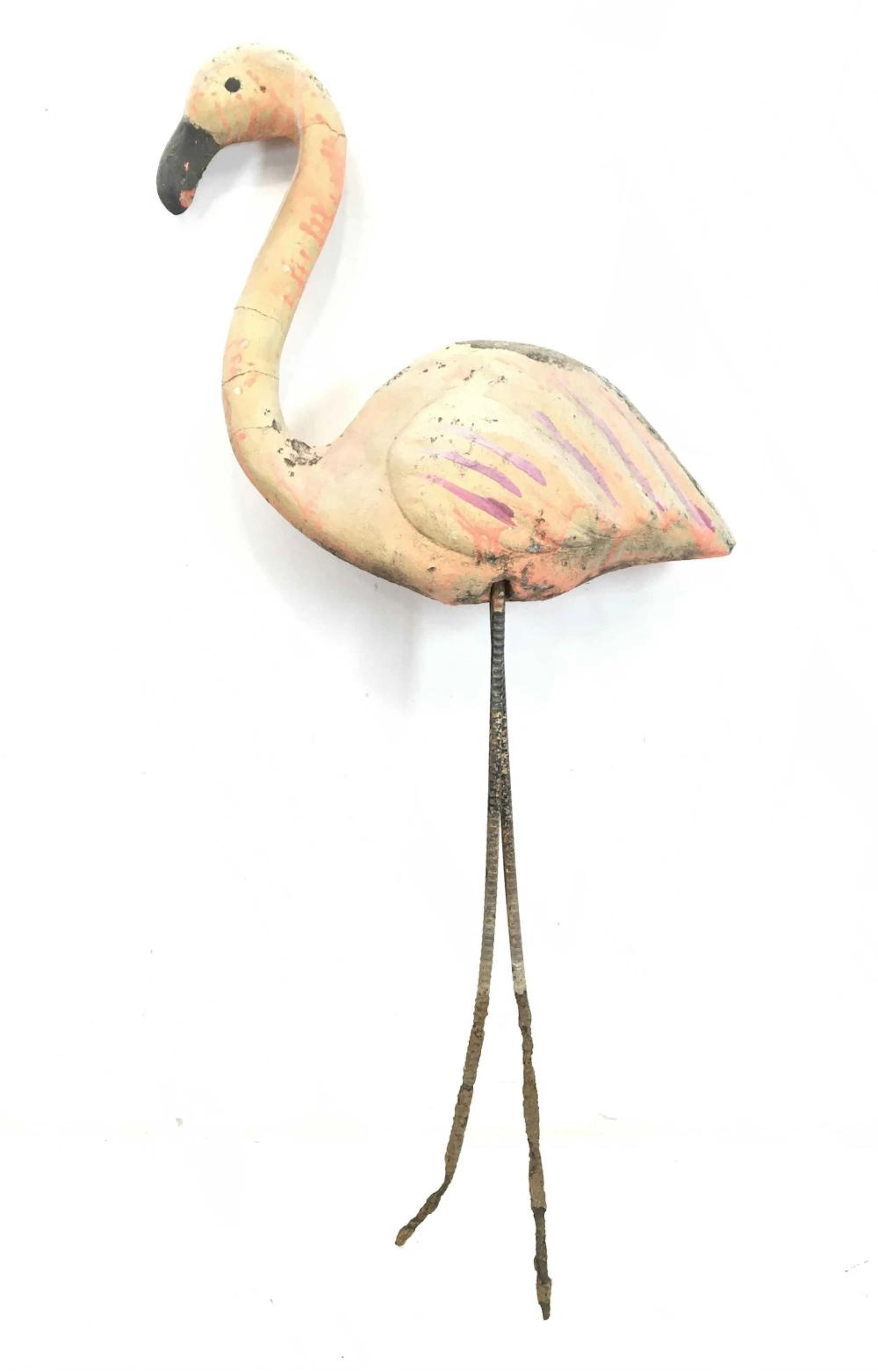 Traditional Cast Concrete Flamingo Yard Art