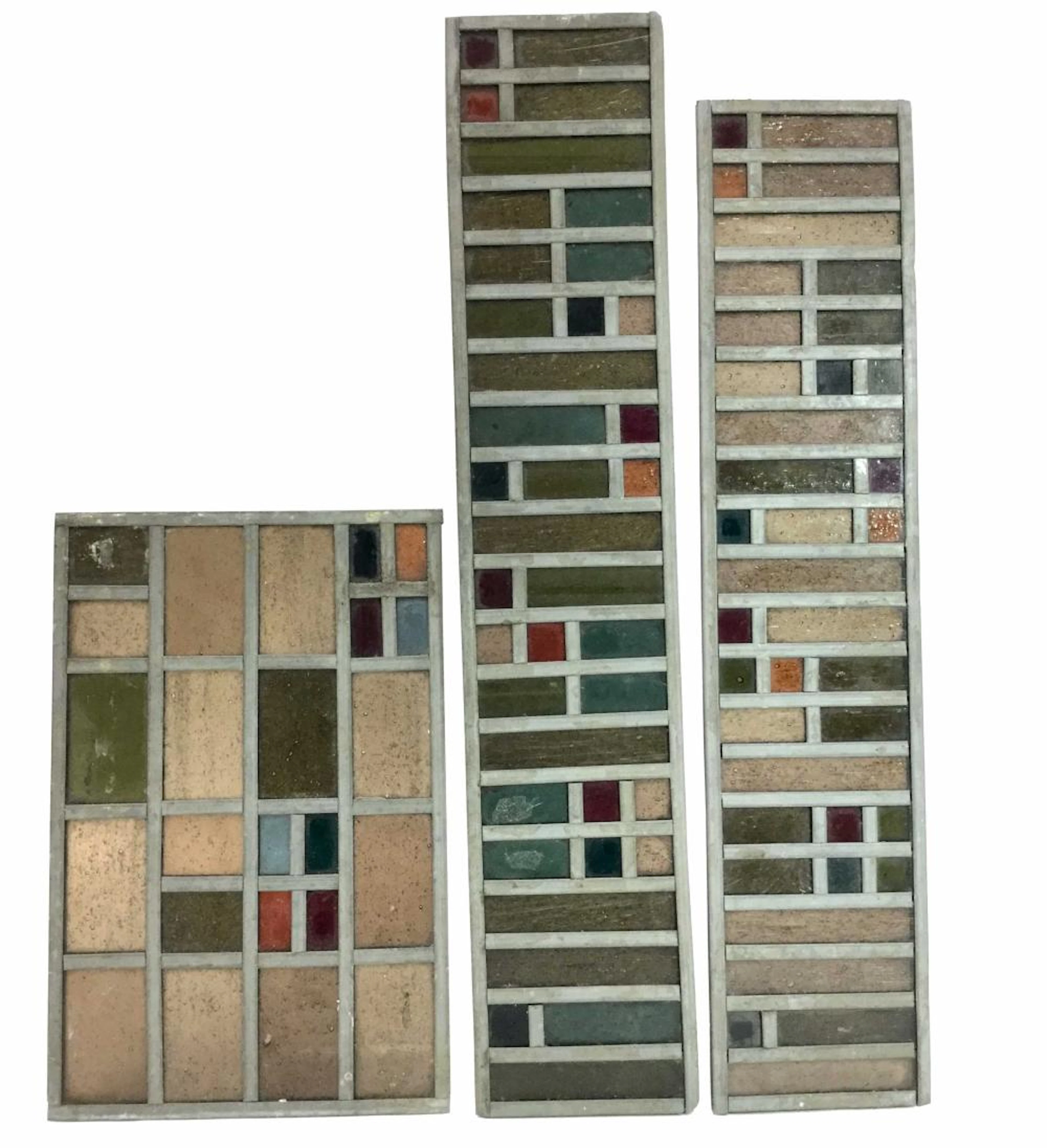 (3pc) Frank Lloyd Wright Stained Glass Panels