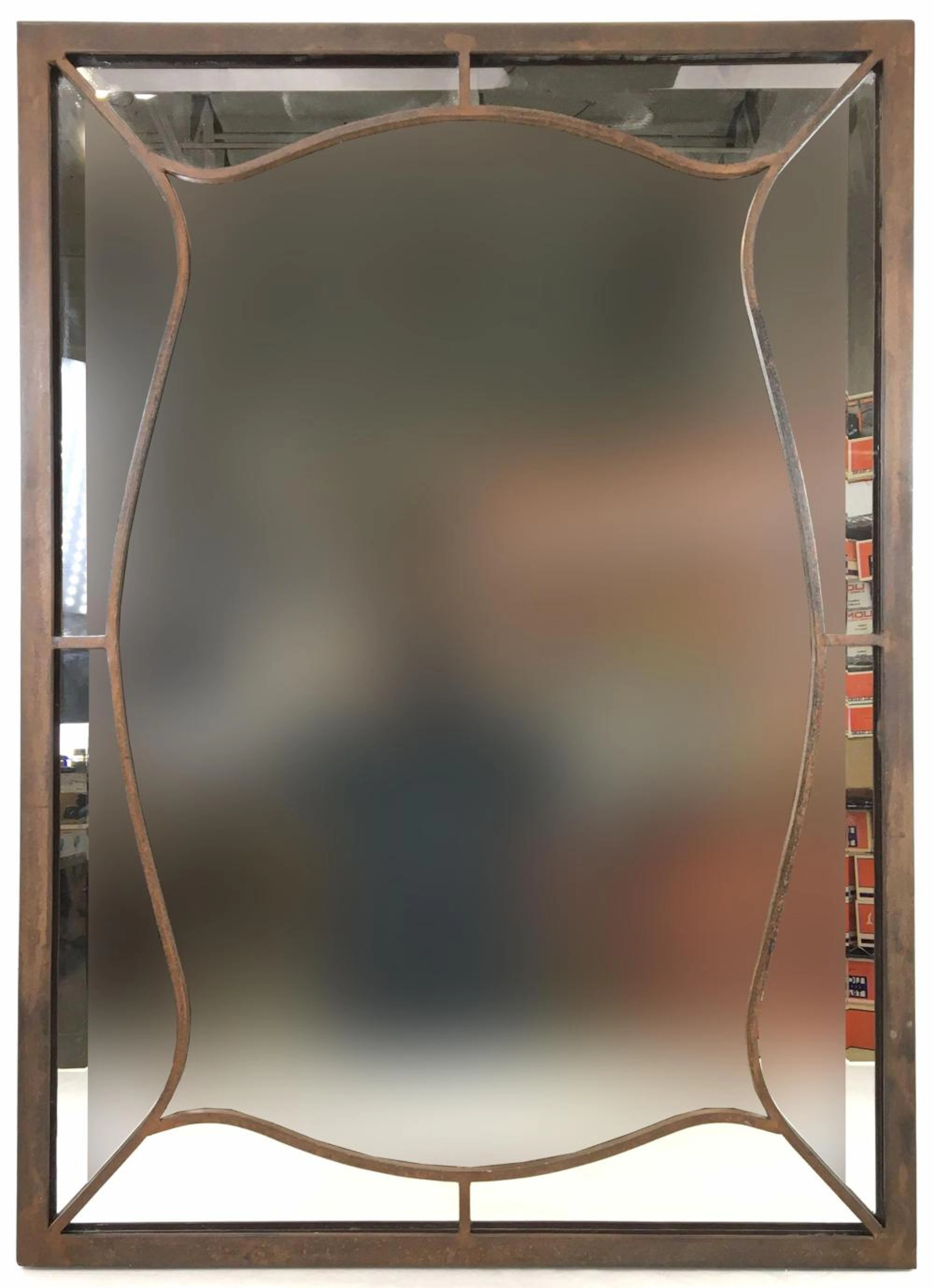 Custom Transitional Iron Frame Wall Mirror