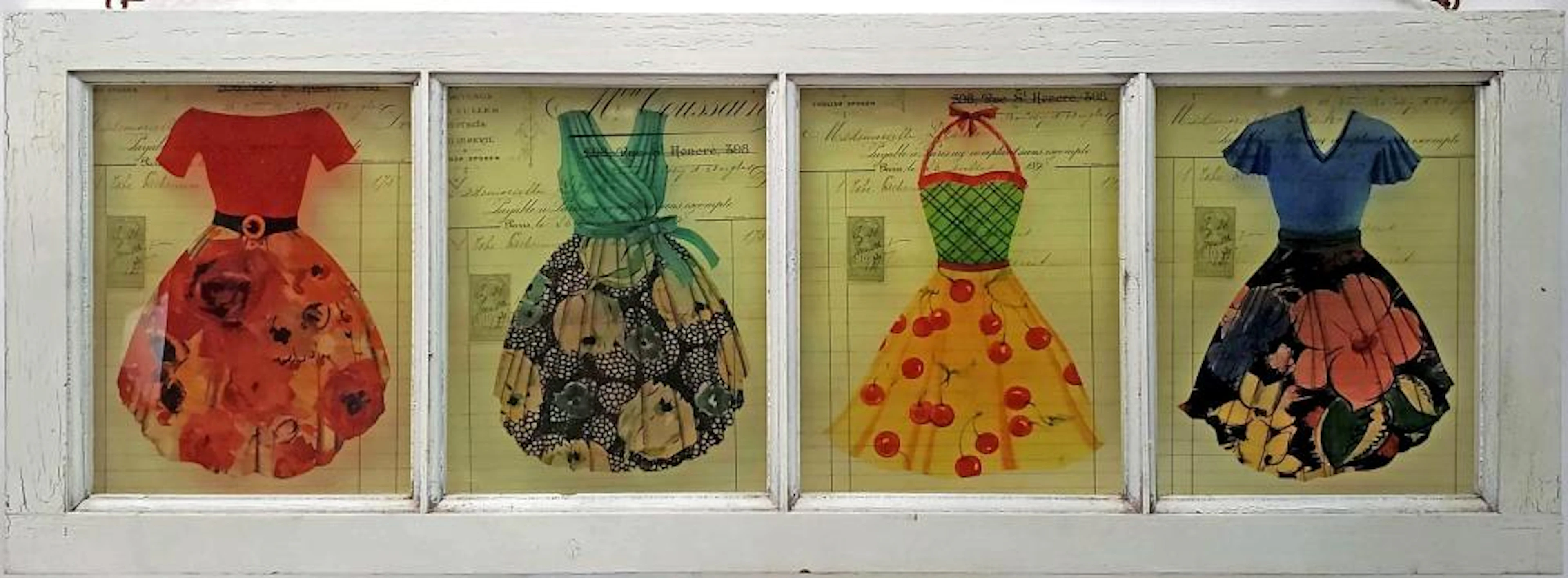 Shabby Chic 4-Panel Window Panel Wall Art