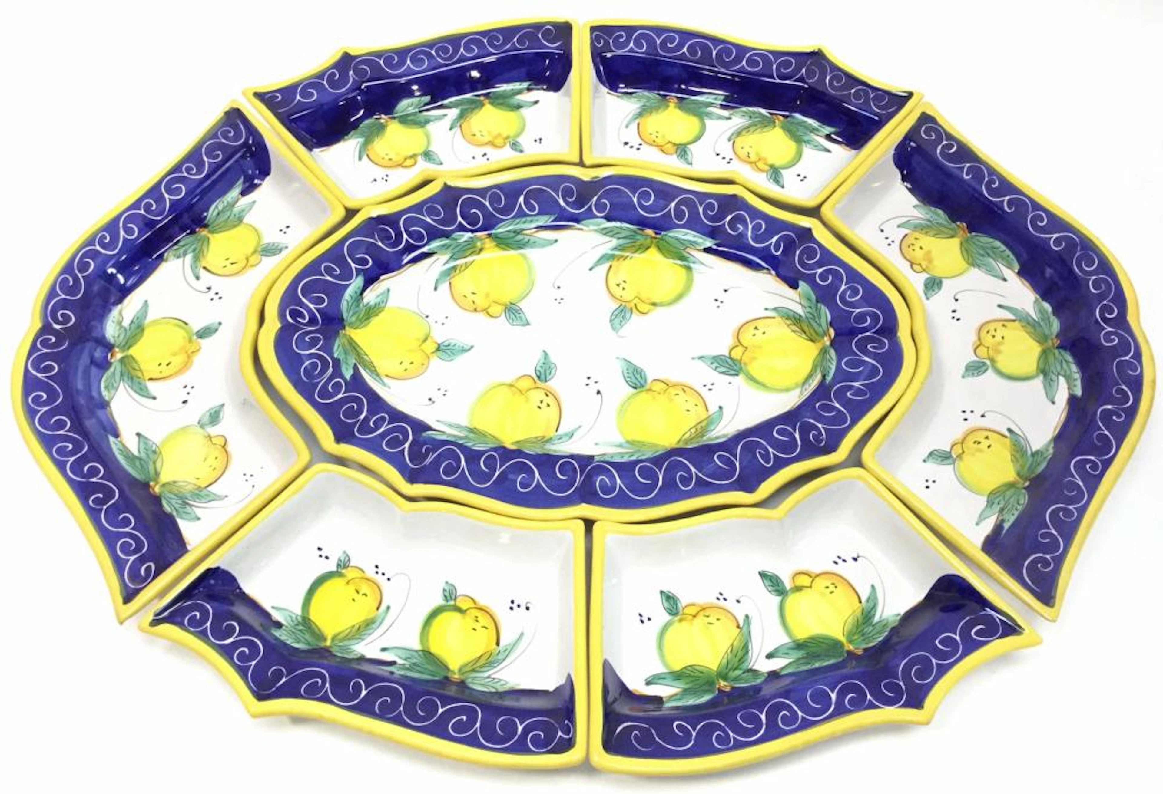 (7pc) Porcelain Ceramiche D' Arte Appetizer Dish