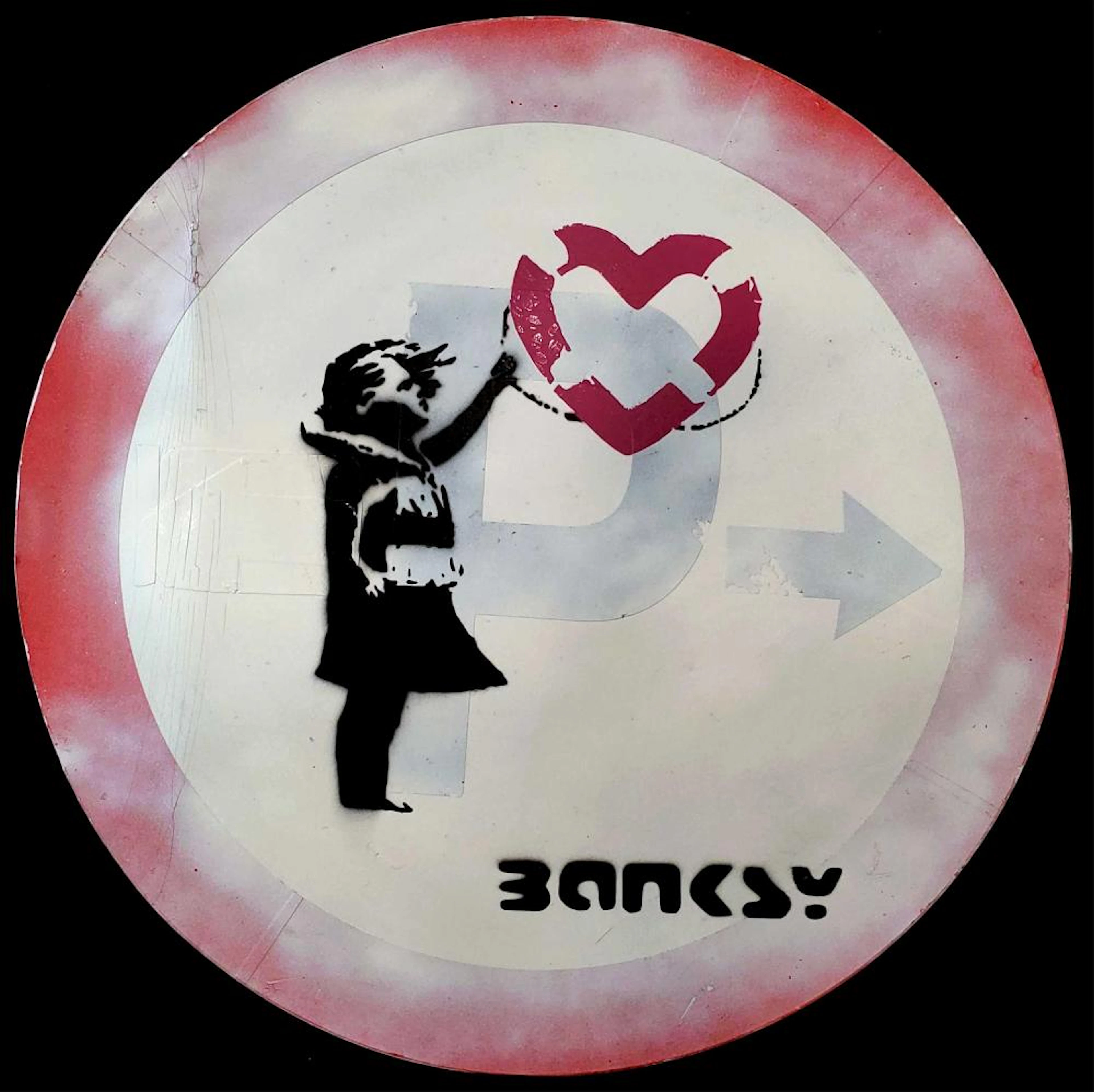 Street Artist Banksy Stenciled Traffic Sig