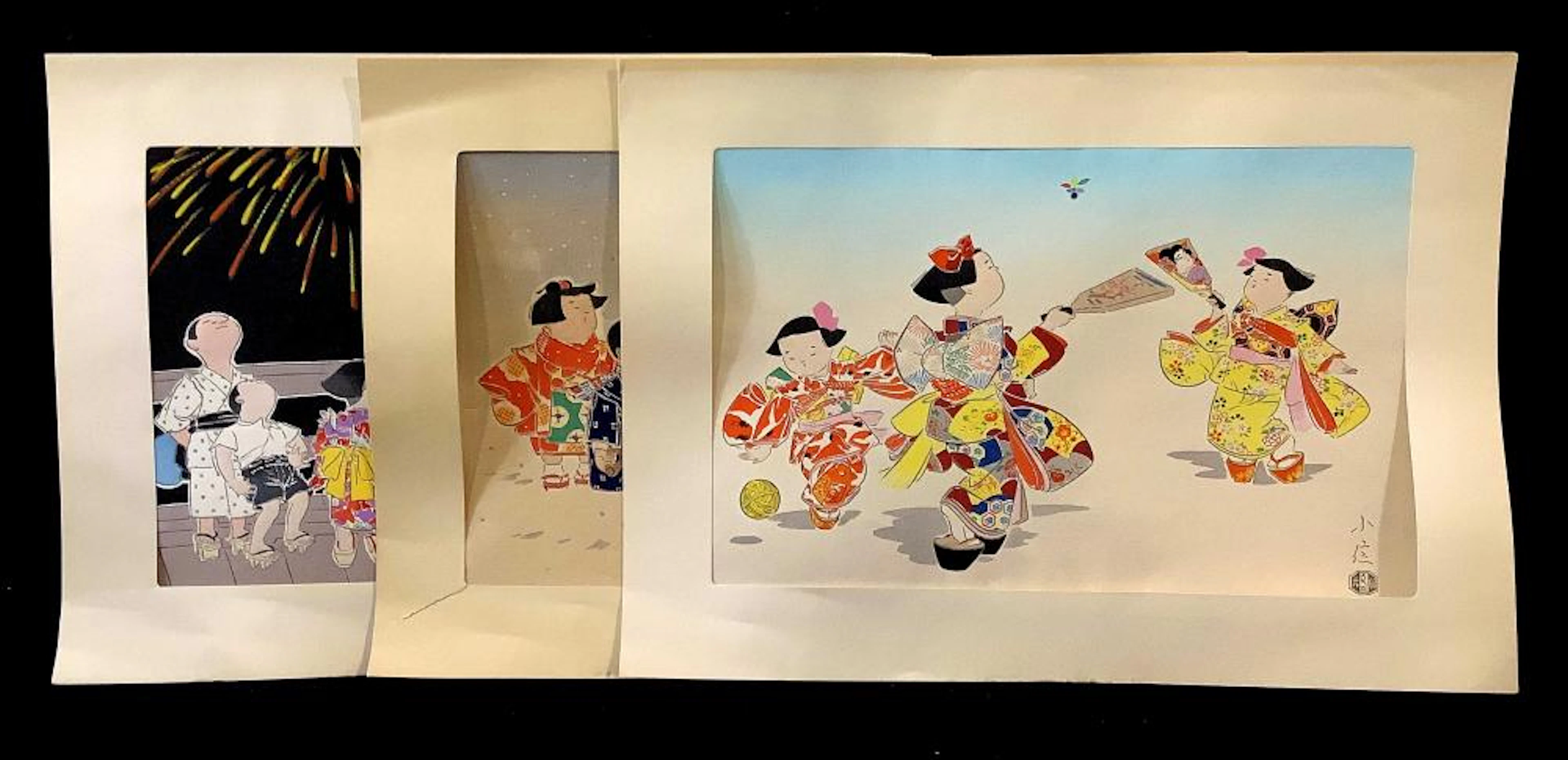 (3) Asian Woodblock Prints, Konobu