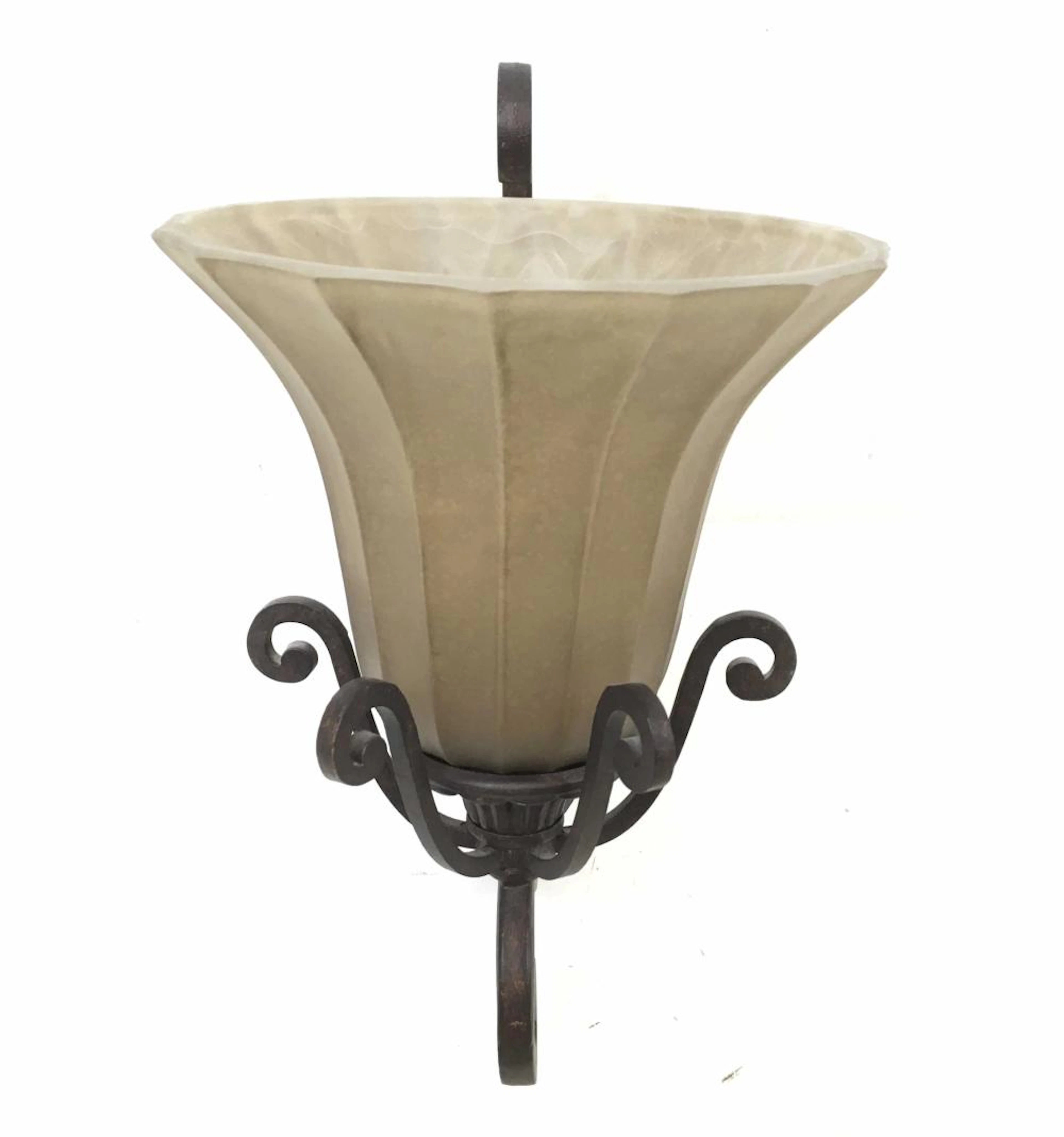 Pair Traditional Iron On Cast Brass Wall Sconces