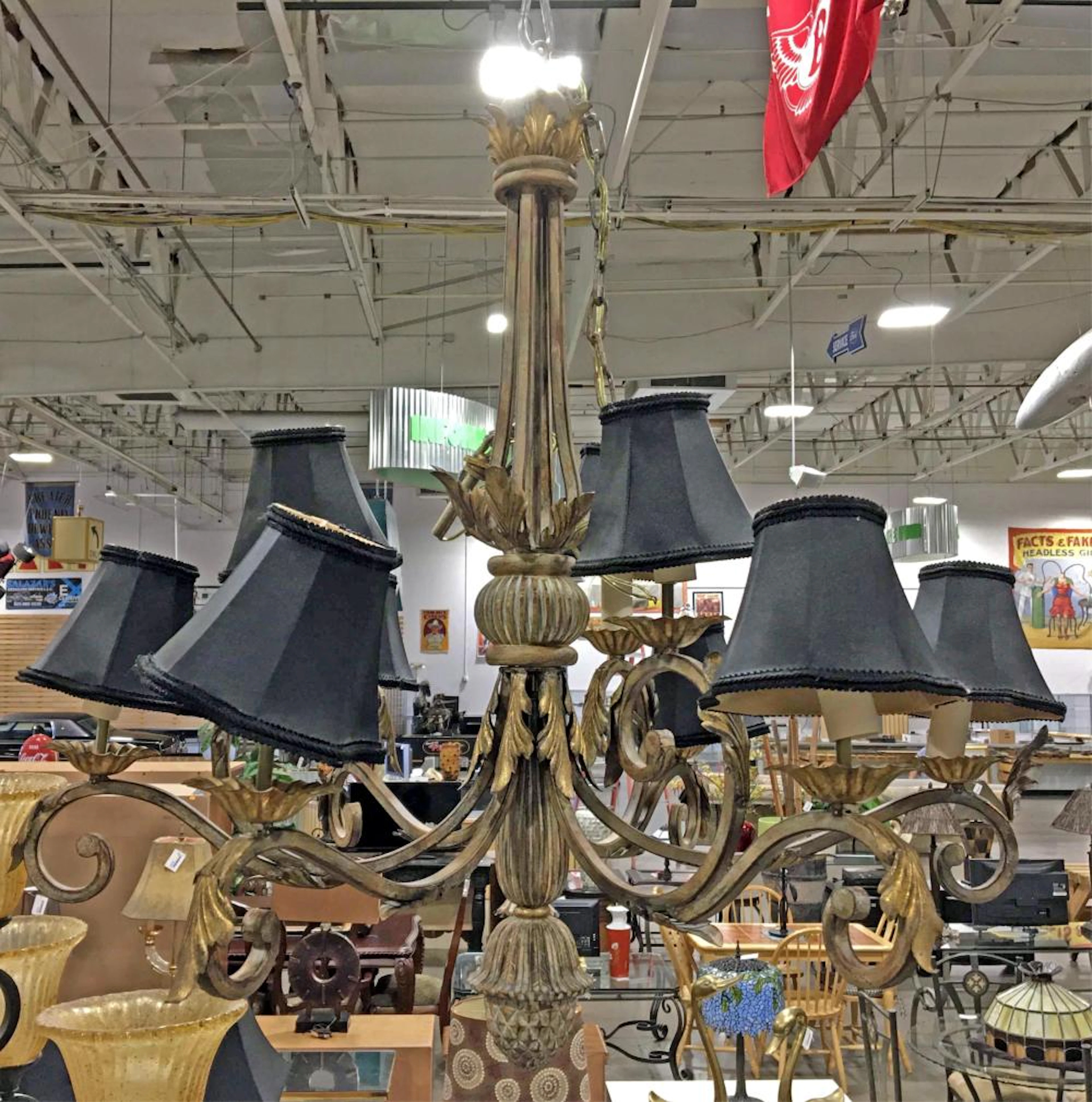 Traditional Iron, Acanthus & Acorn Motif 9-light Chandelier