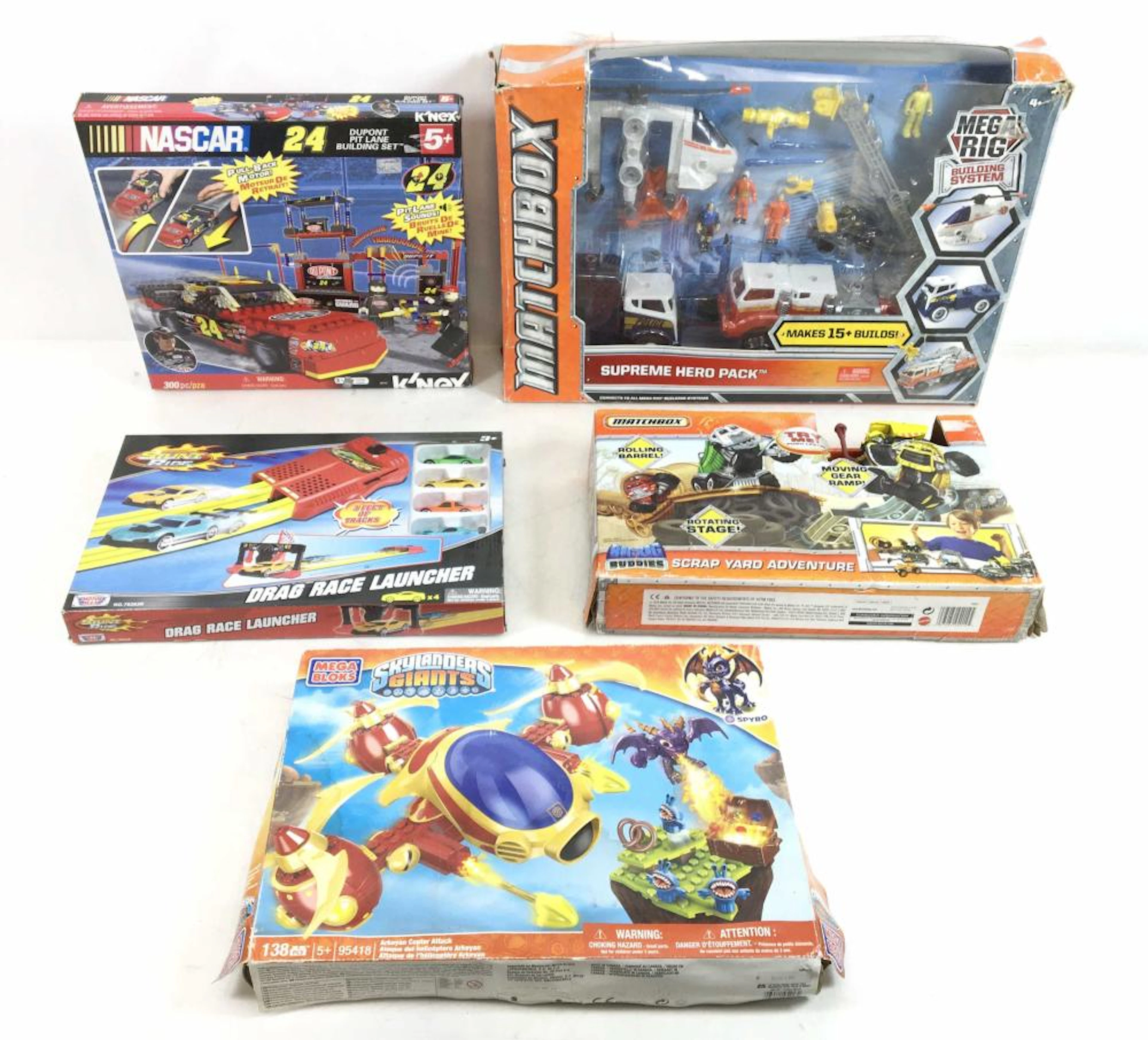 (5pc) Nascar, Stunt Ride, Matchbox, Mega Bloks