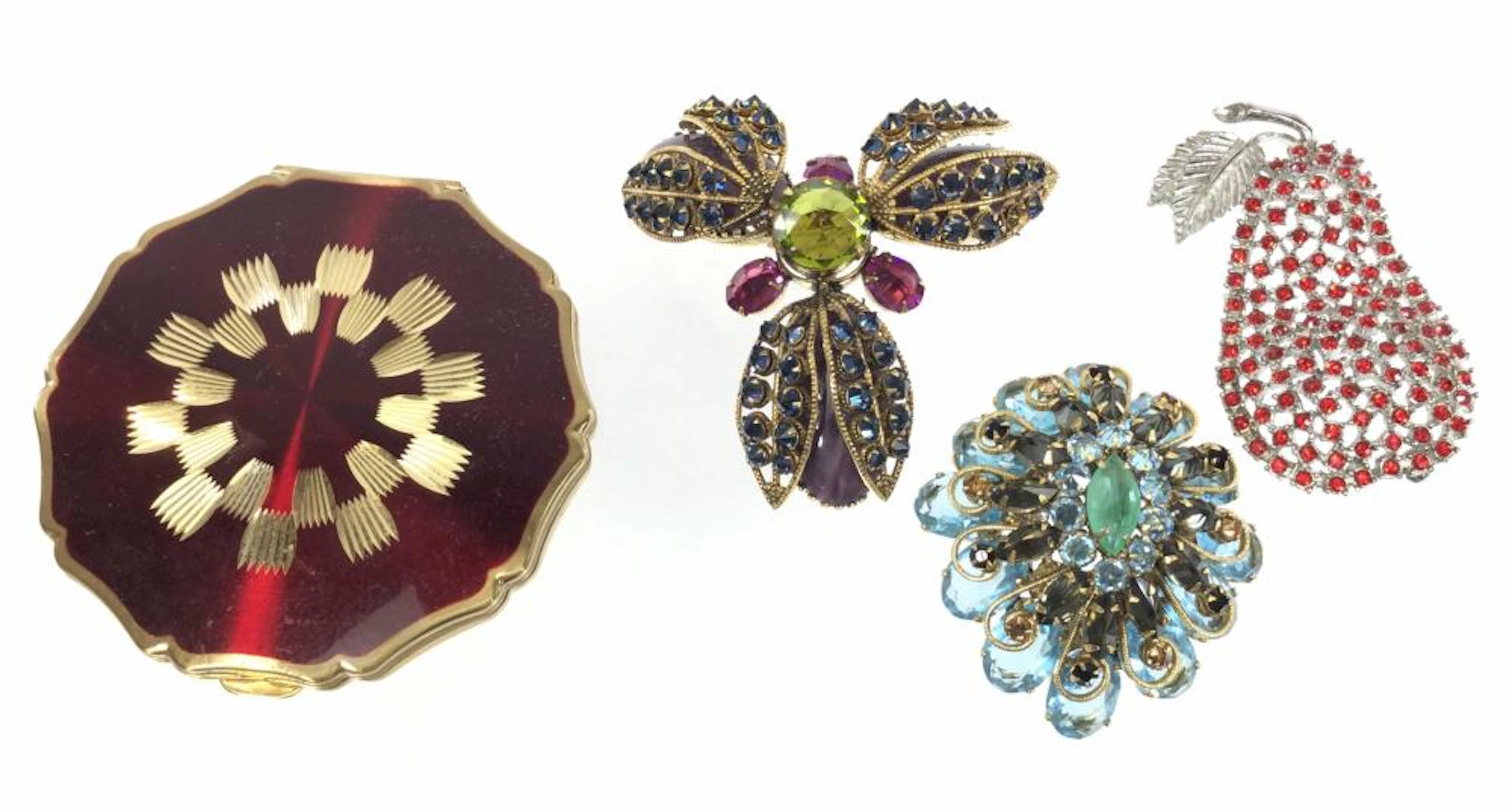 Vintage Designer Fashion Jewelry & Enamel Compact