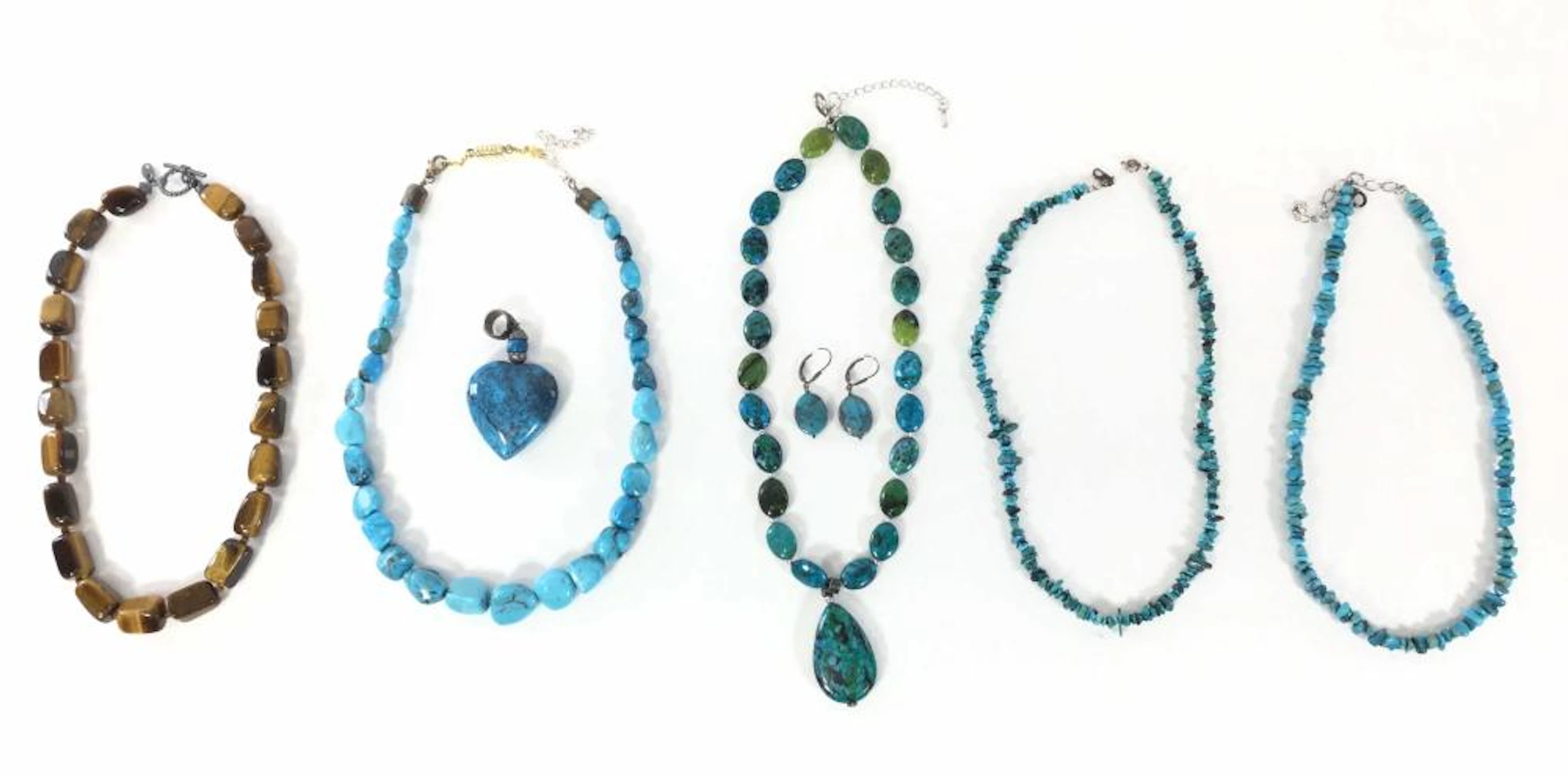 Sterling Silver Turquoise, Howlite & Tiger Eye Necklaces