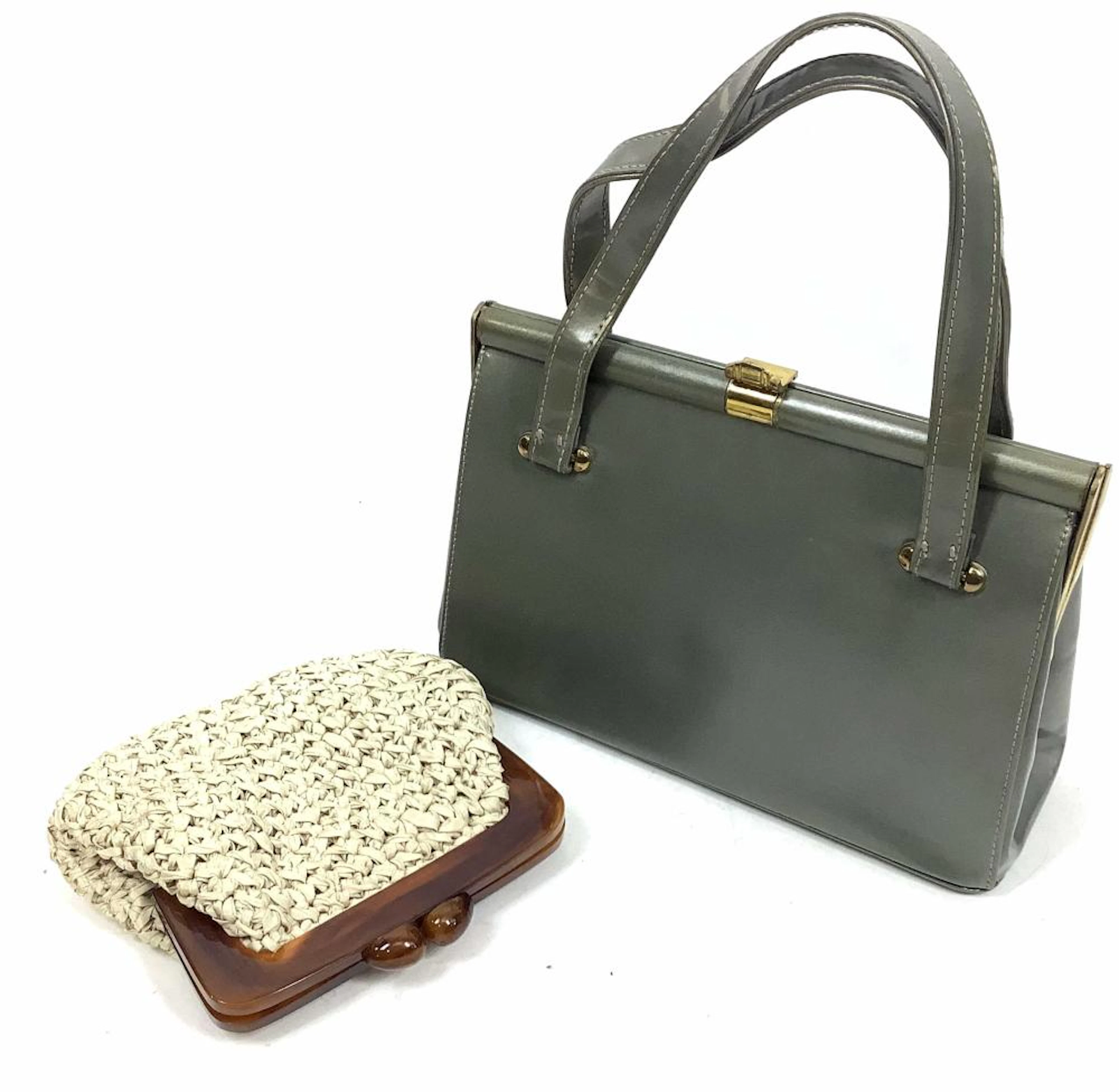 Saks Fifth Bakelite Clasp Purse & Leather Purse