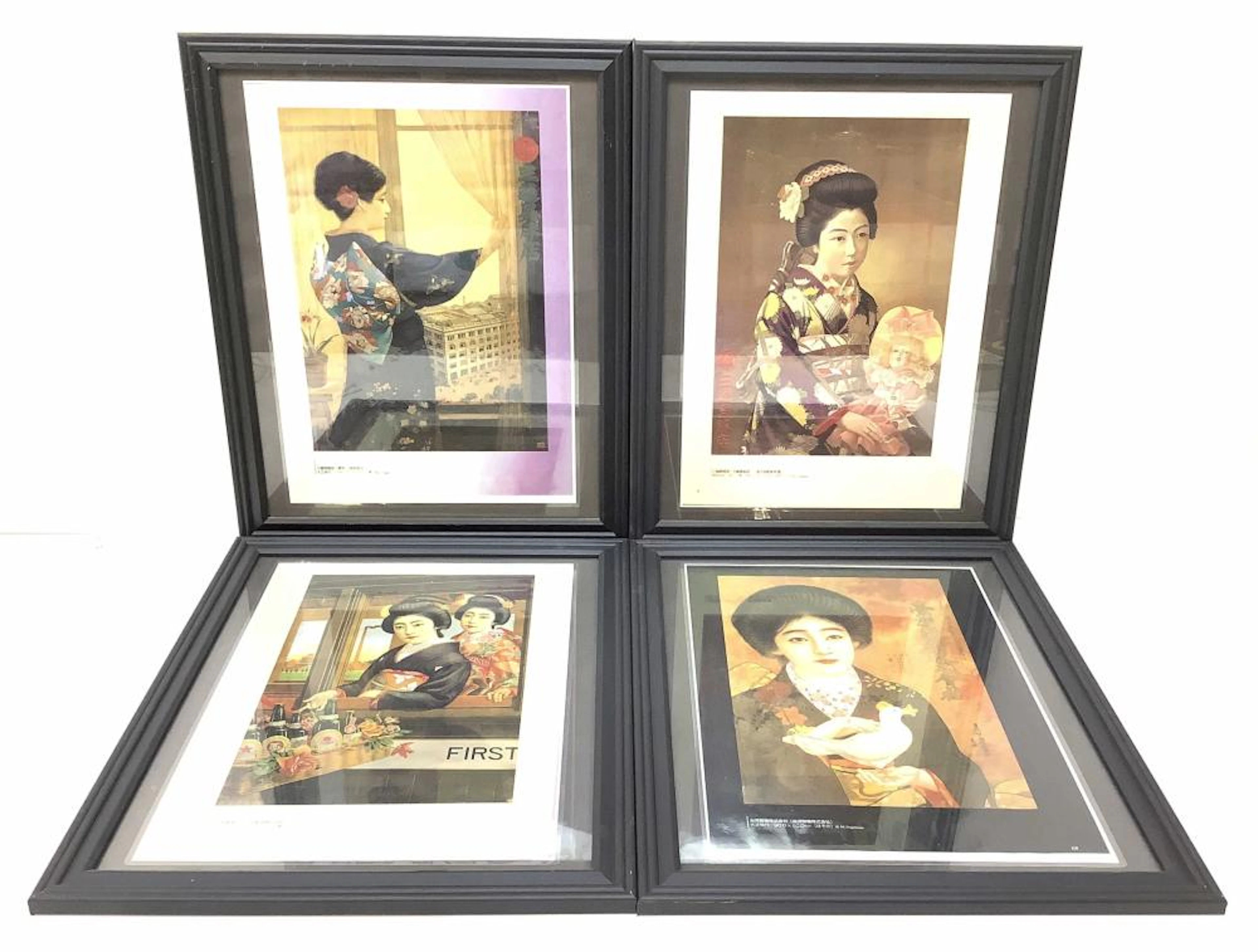 (4) Framed Japanese Fashion Advertising Prints