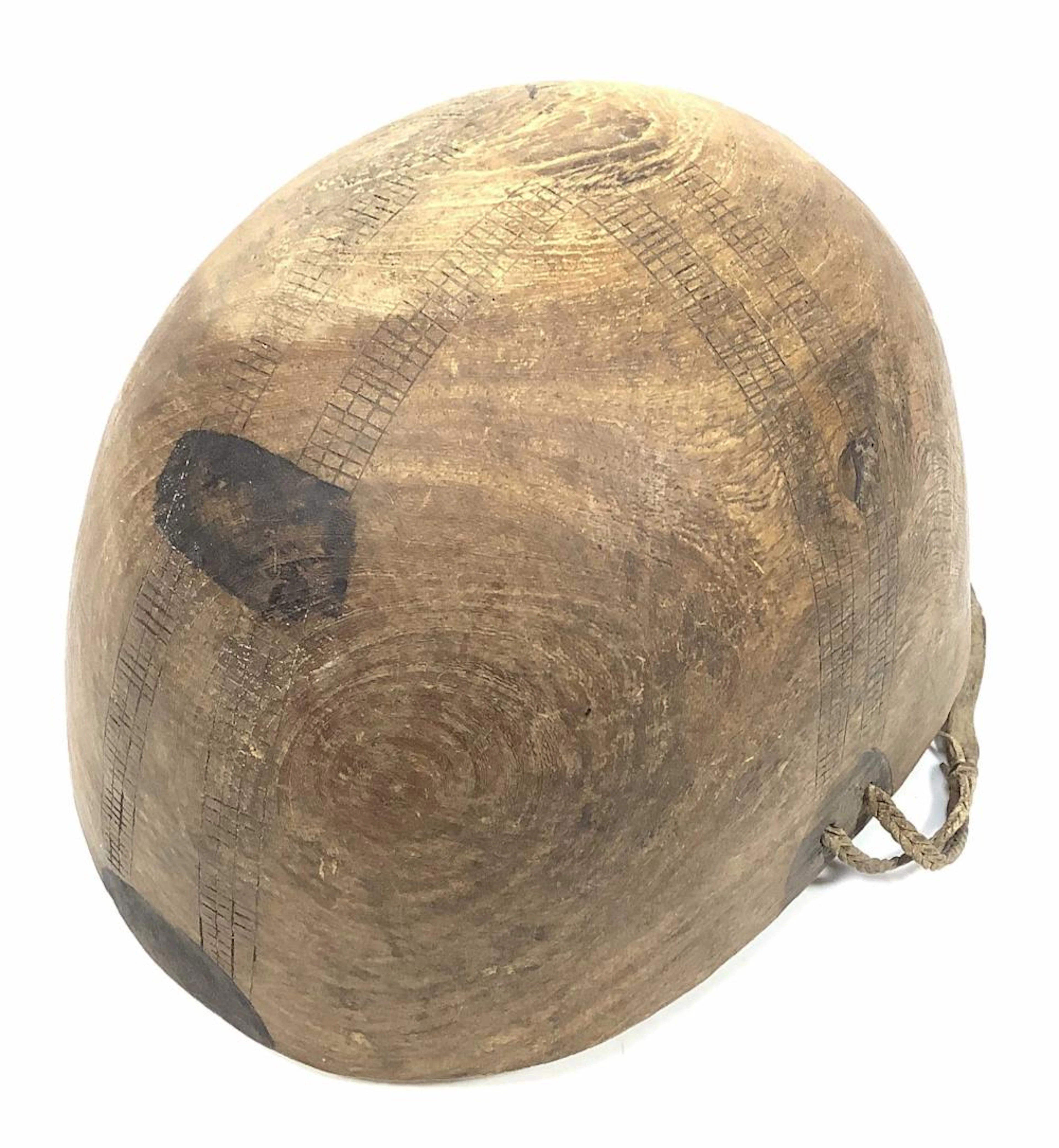 Vintage Carved Wood Helmet