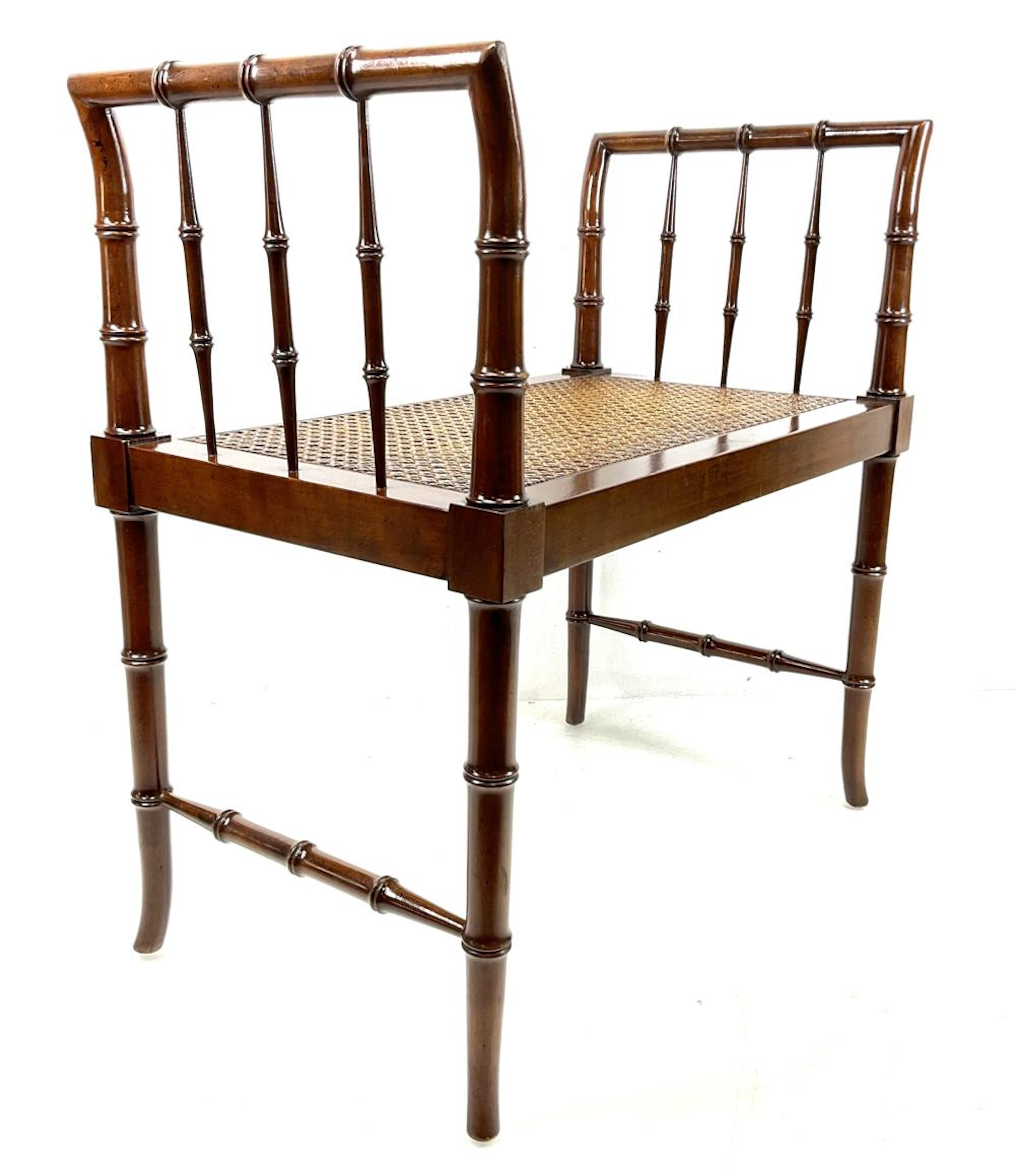 Baker Furniture Sheraton Style Mahogany Bench