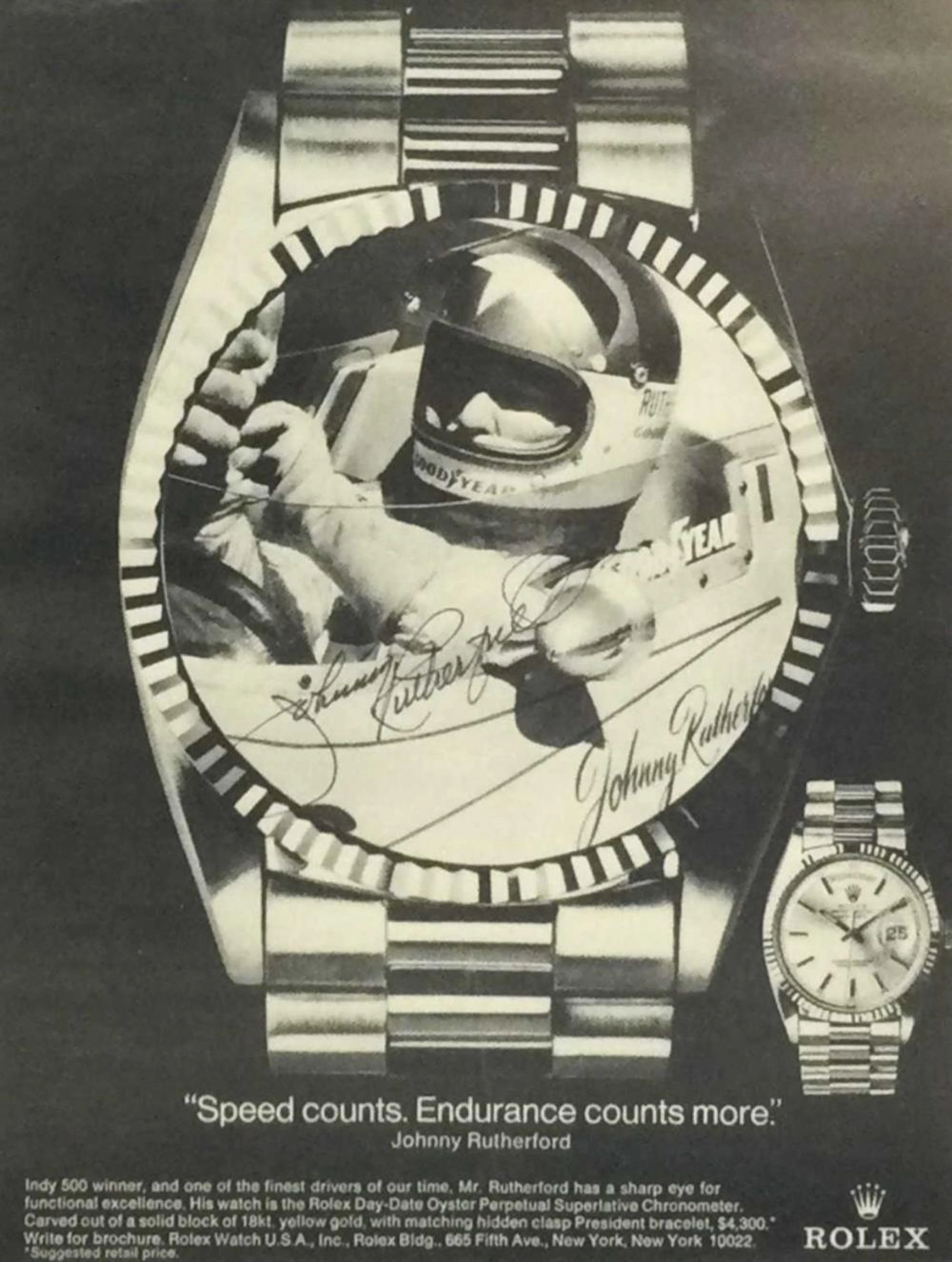 Johnny Rutherford Rolex Watch Ad