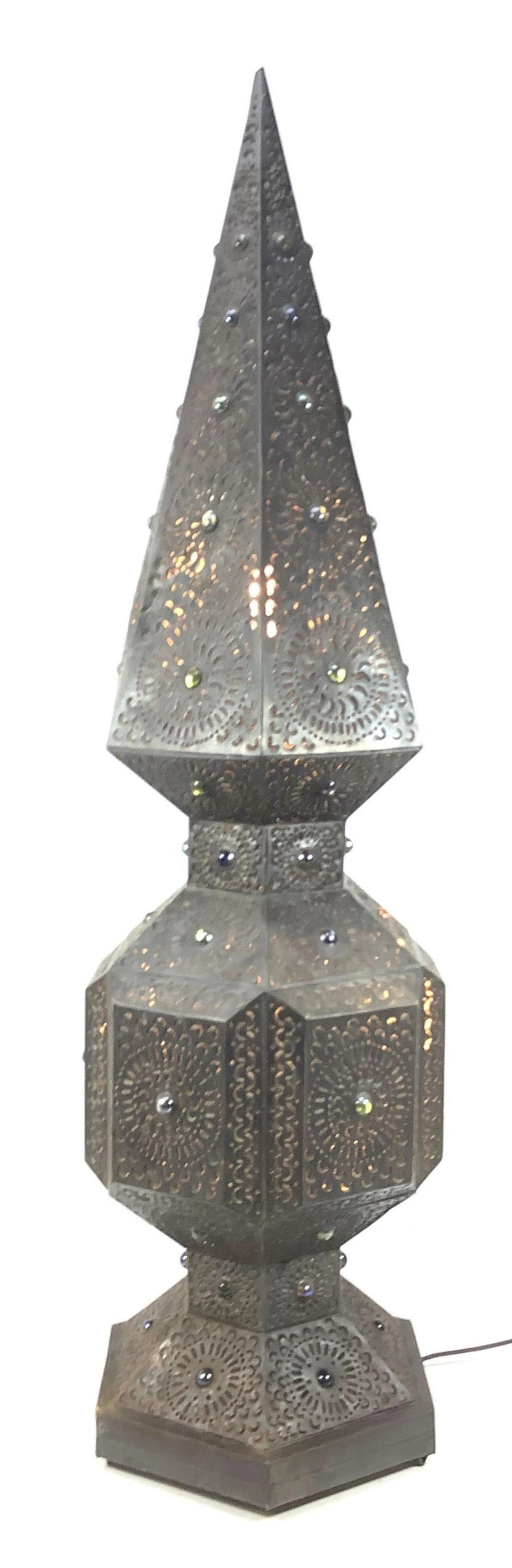 Vintage Moroccan Style Pierced Metal Lamp