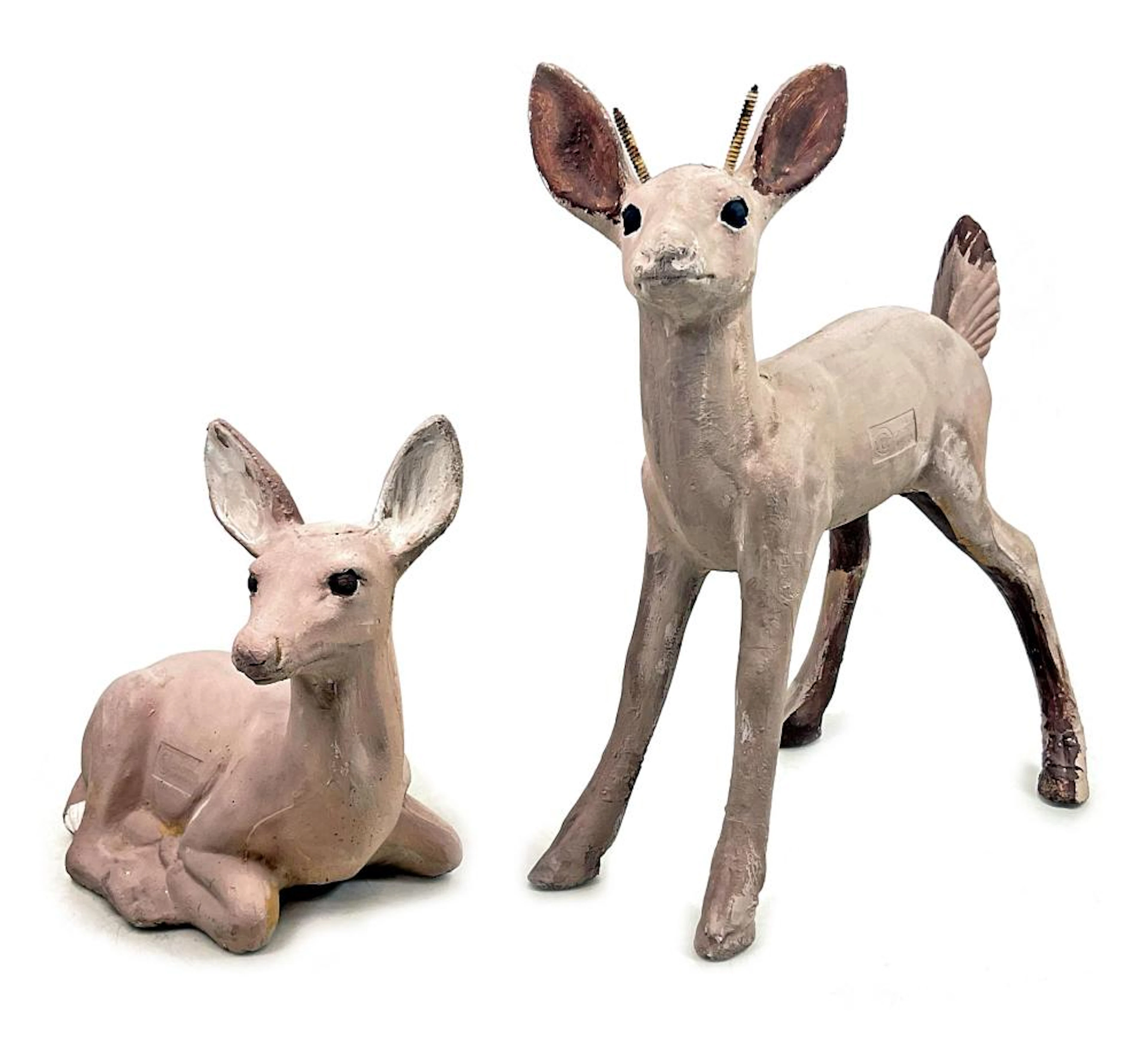 (2) 1961 Concrete Mohy Co. Deer Yard Art Sculptures