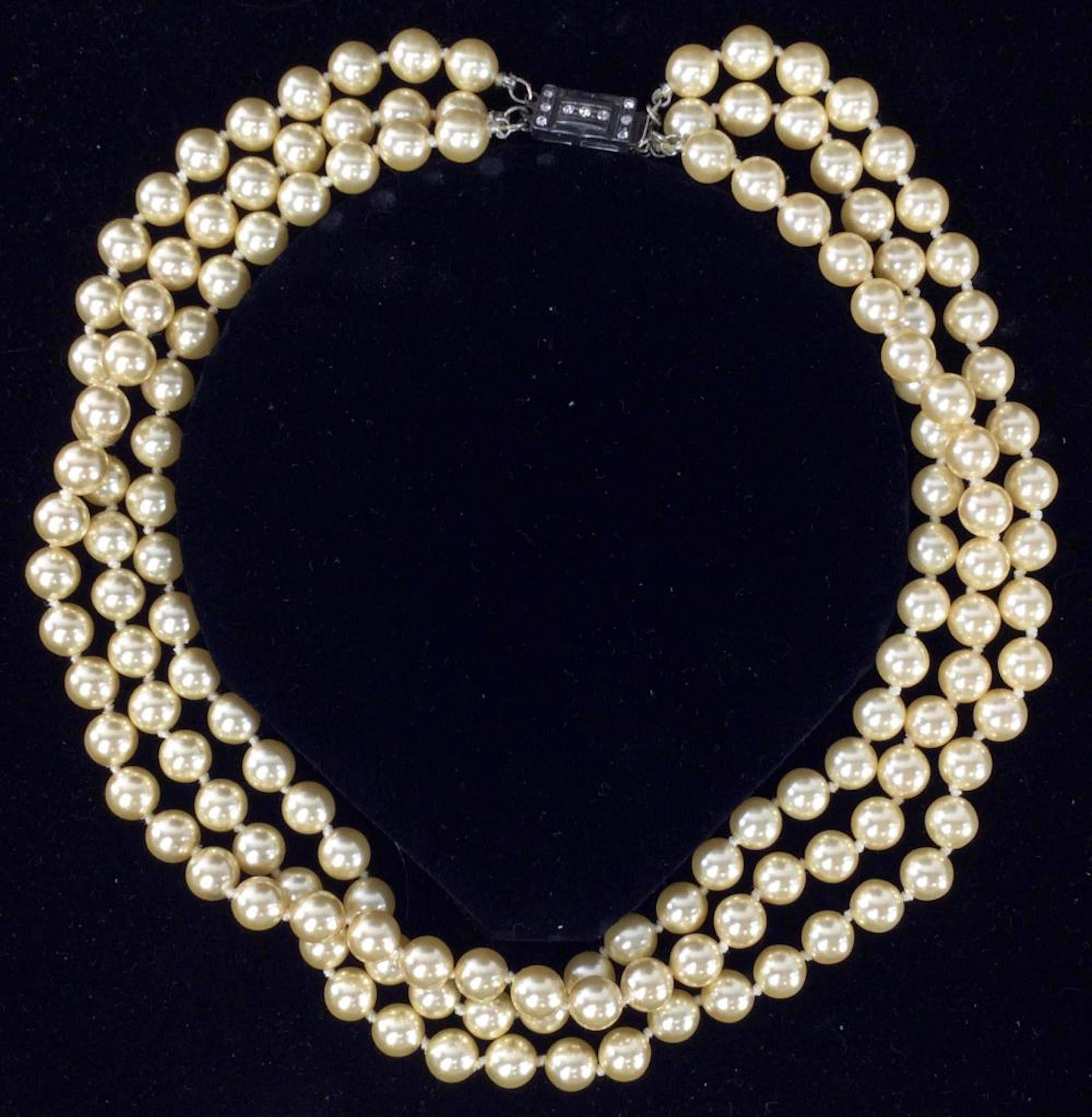Jackie Kennedy 3 Strand Torsade Pearl Necklace