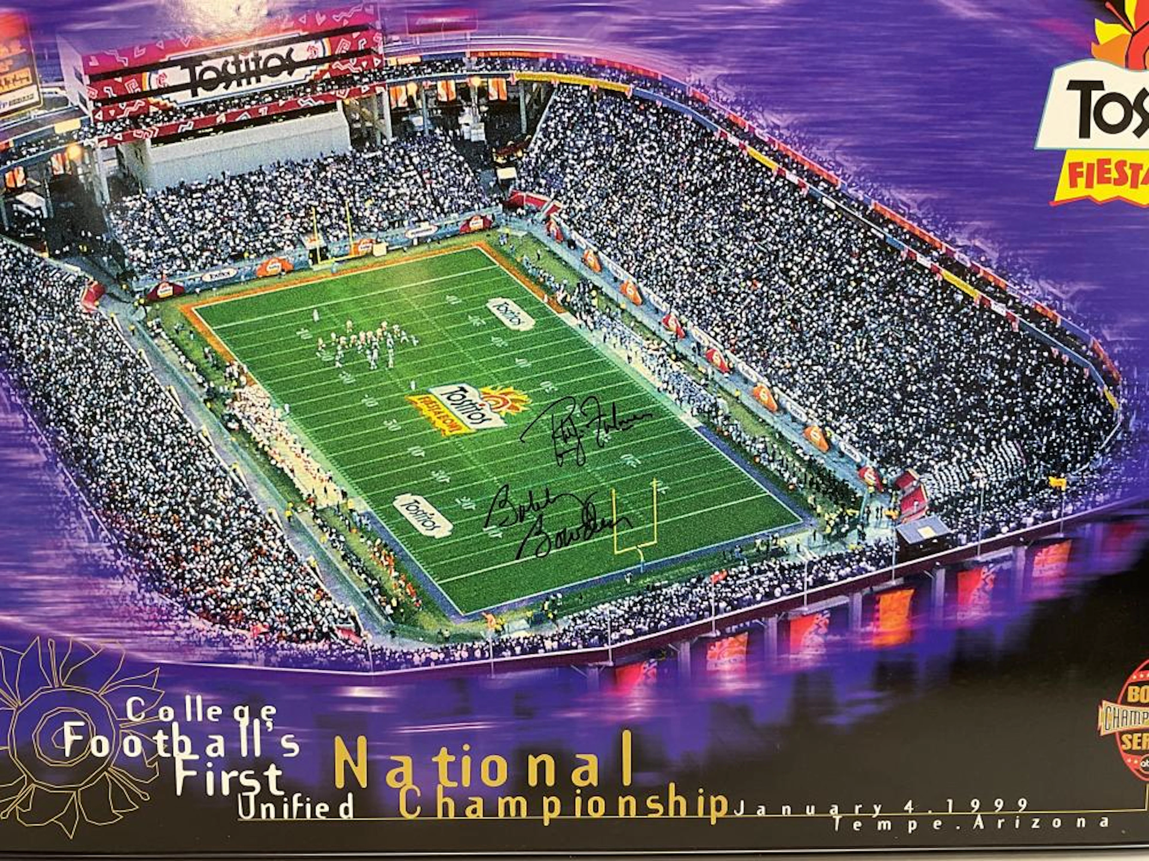 Signed 1999 Fiesta Bowl Foamcore Poster