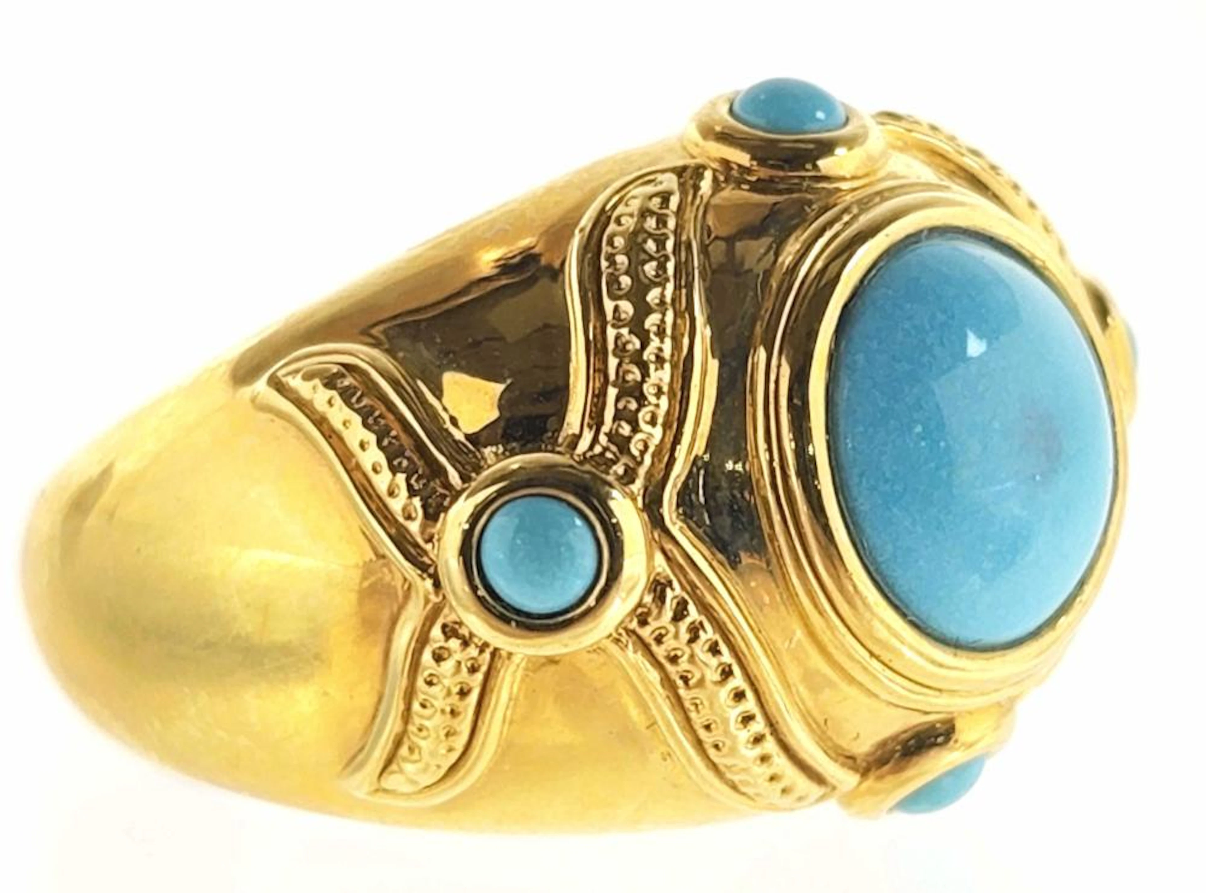14K Gold & Blue Howlite Ring Size (7)