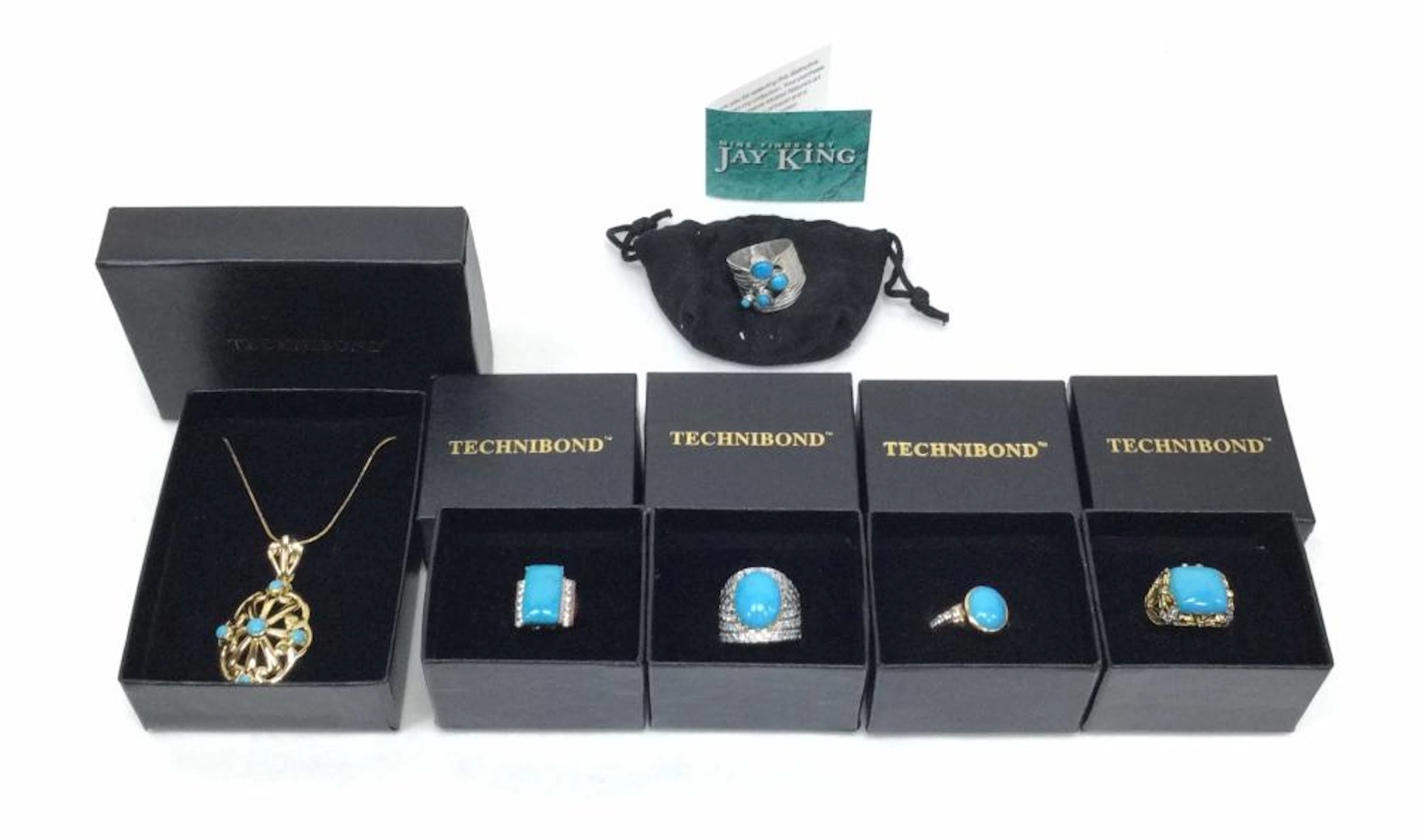 Sterling Silver Turquoise, Howlite & Cubic Zirconia Rings & Necklace