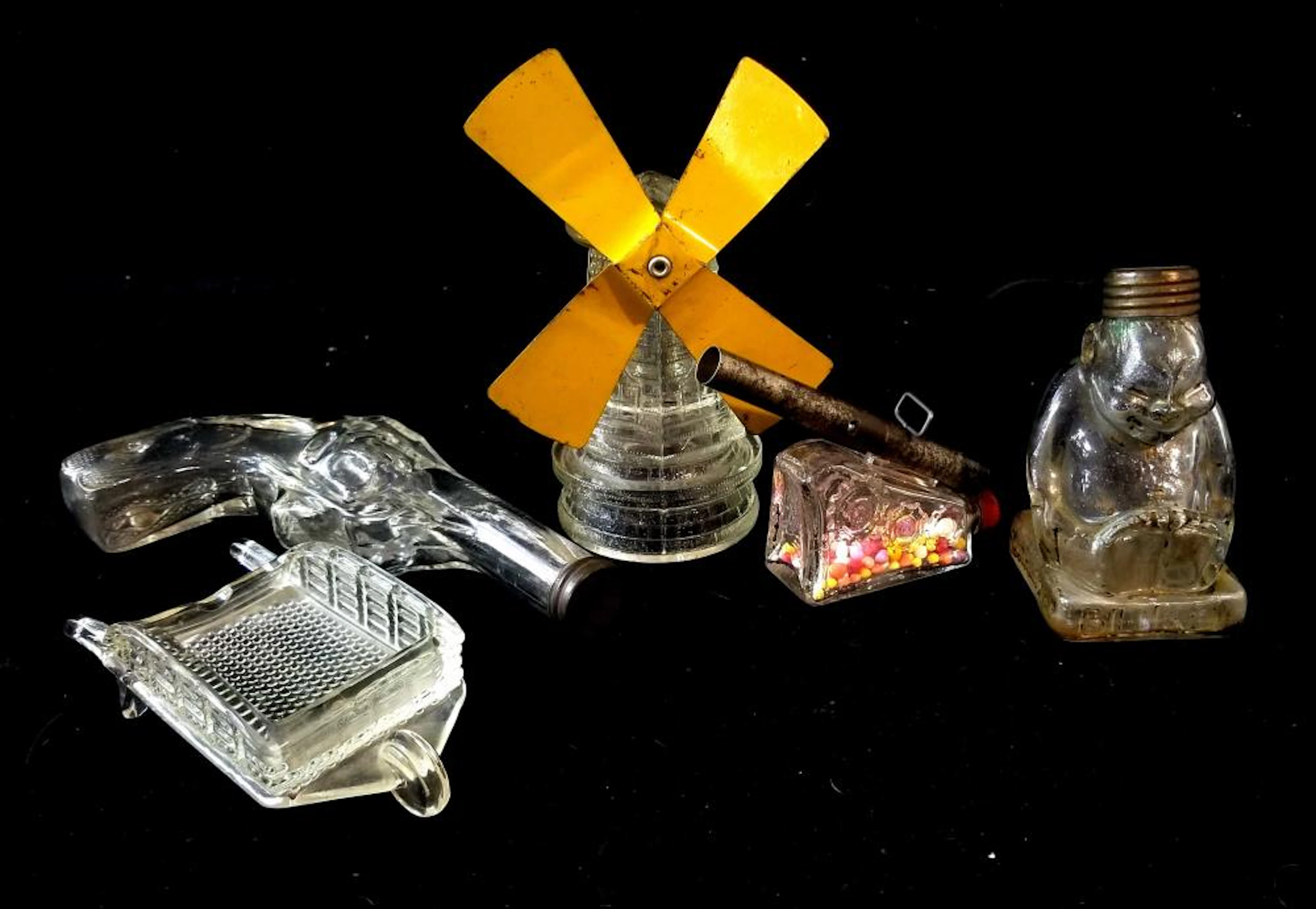 (11pc) Assorted Glass Containers & Figurines
