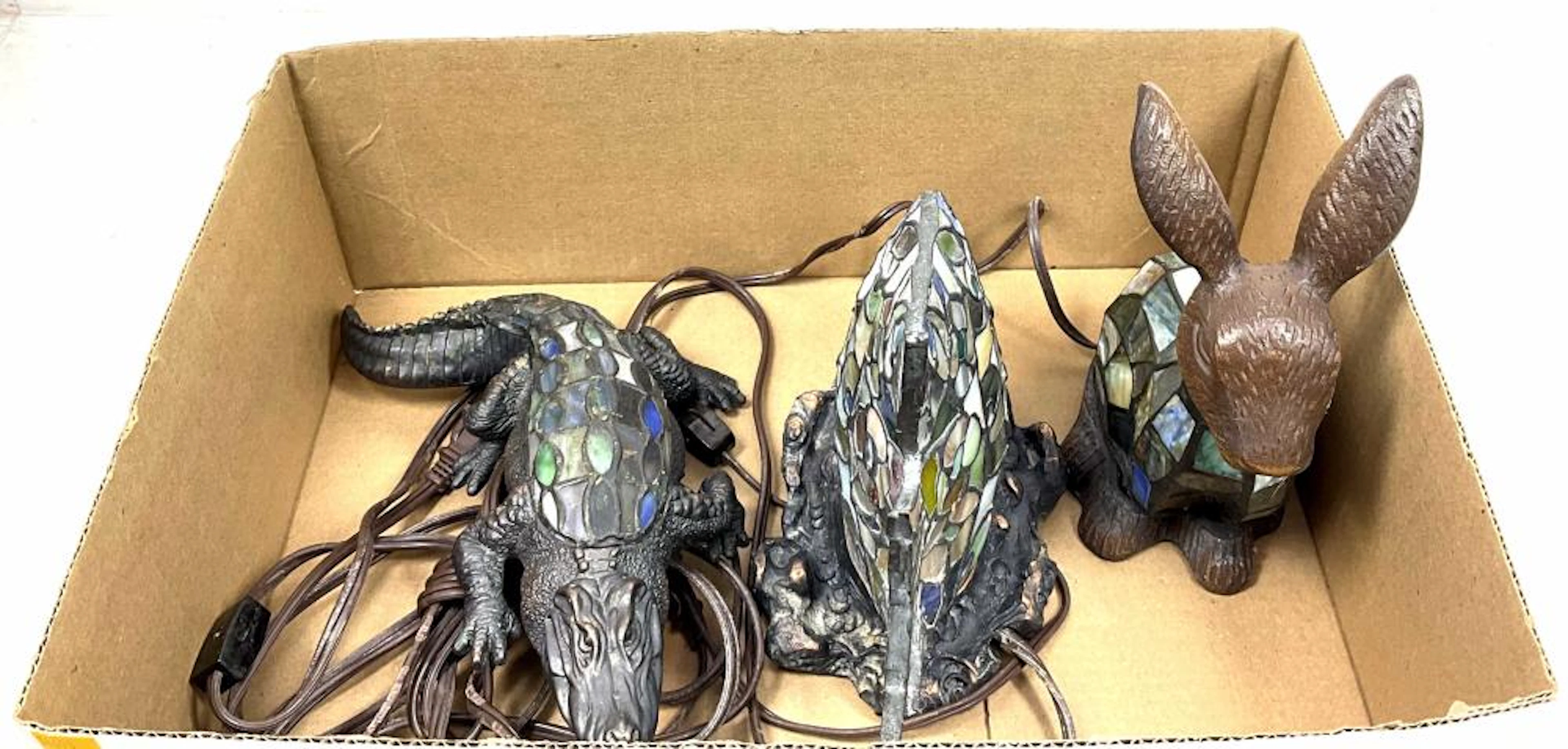 (3pc) Animal Mosaic Stained Glass Style Lamps