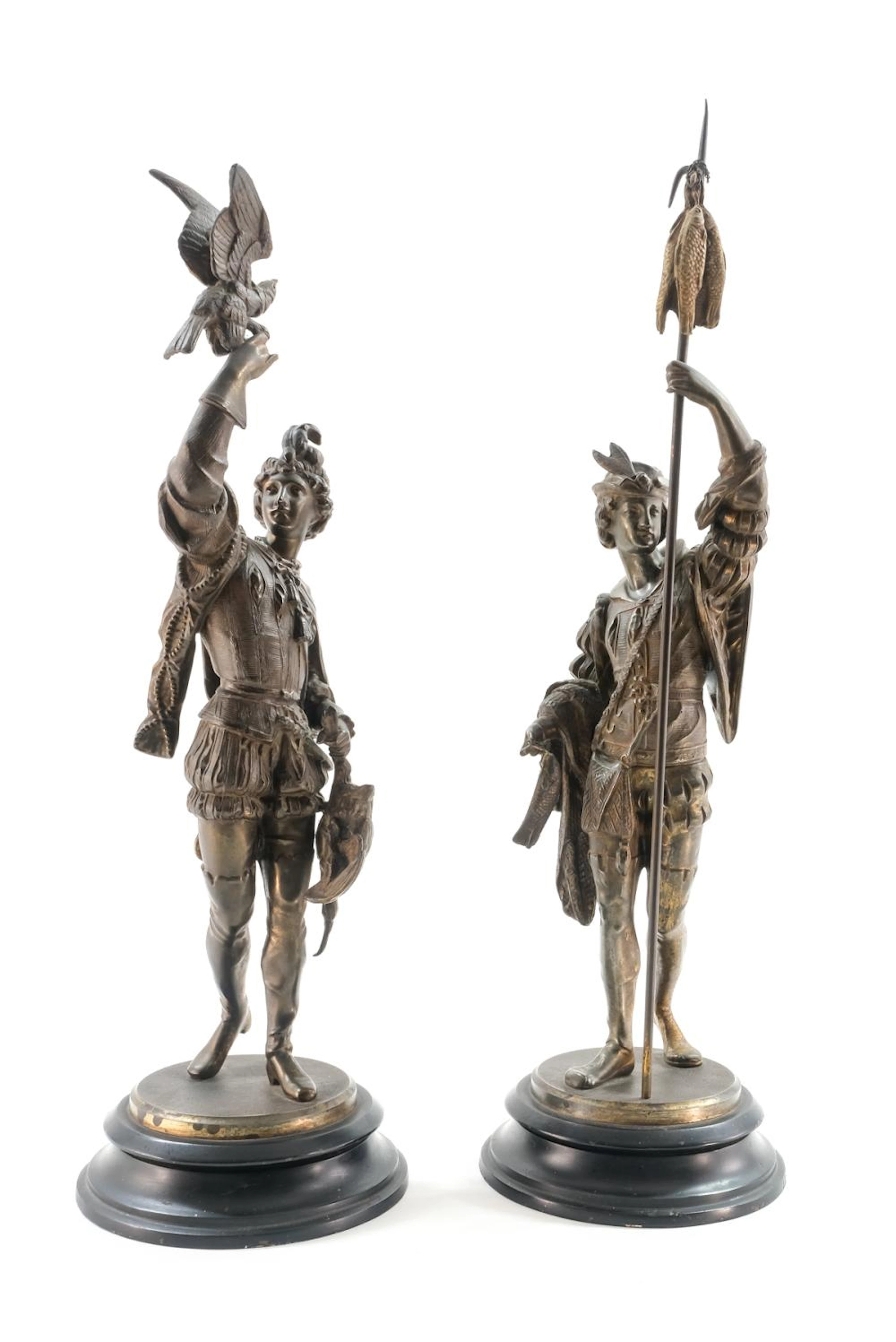 2 Ansonia Clock / Bradley & Hubbard Statues