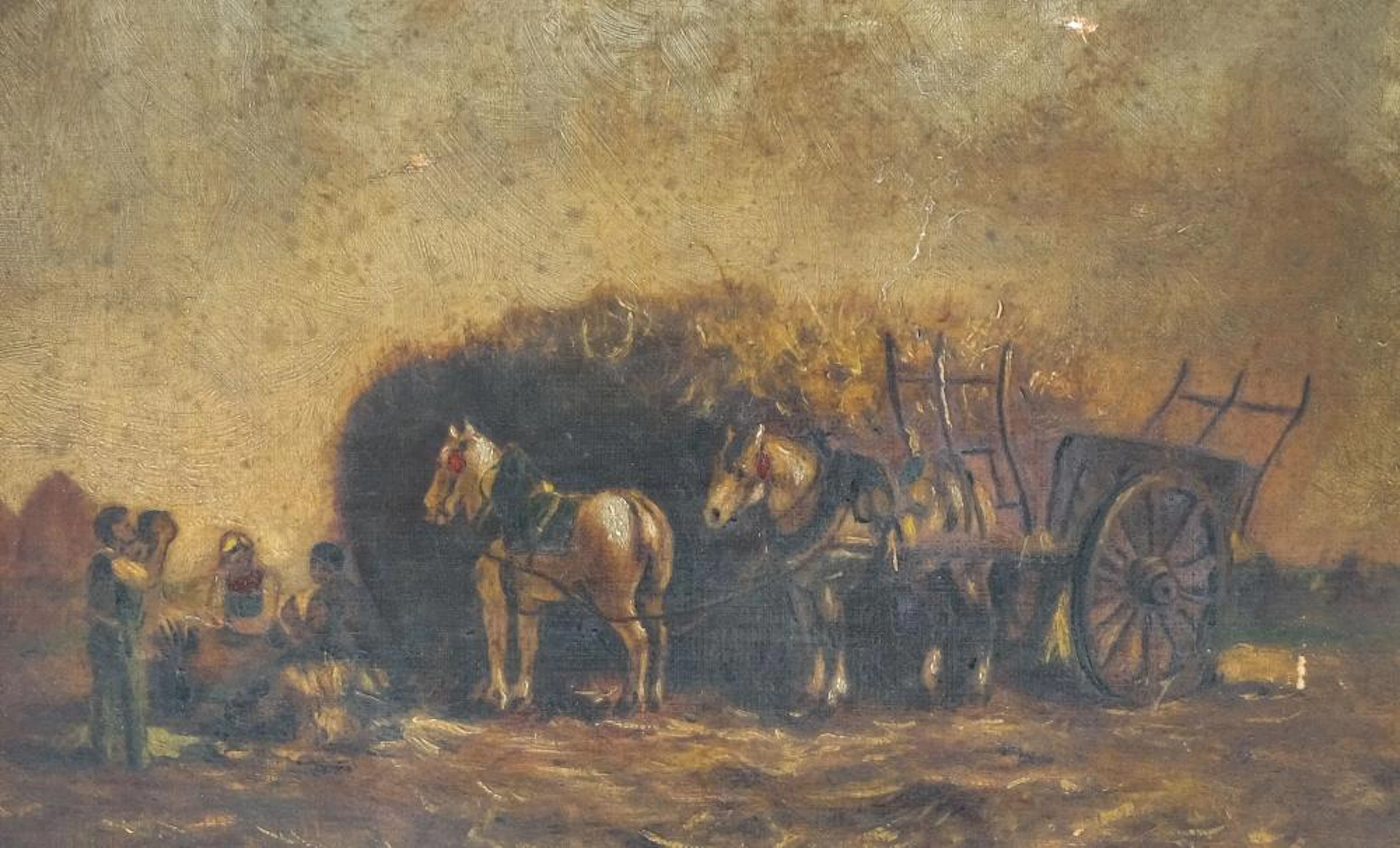 Hay Wagon, Oil on Canvas, Tonalist School