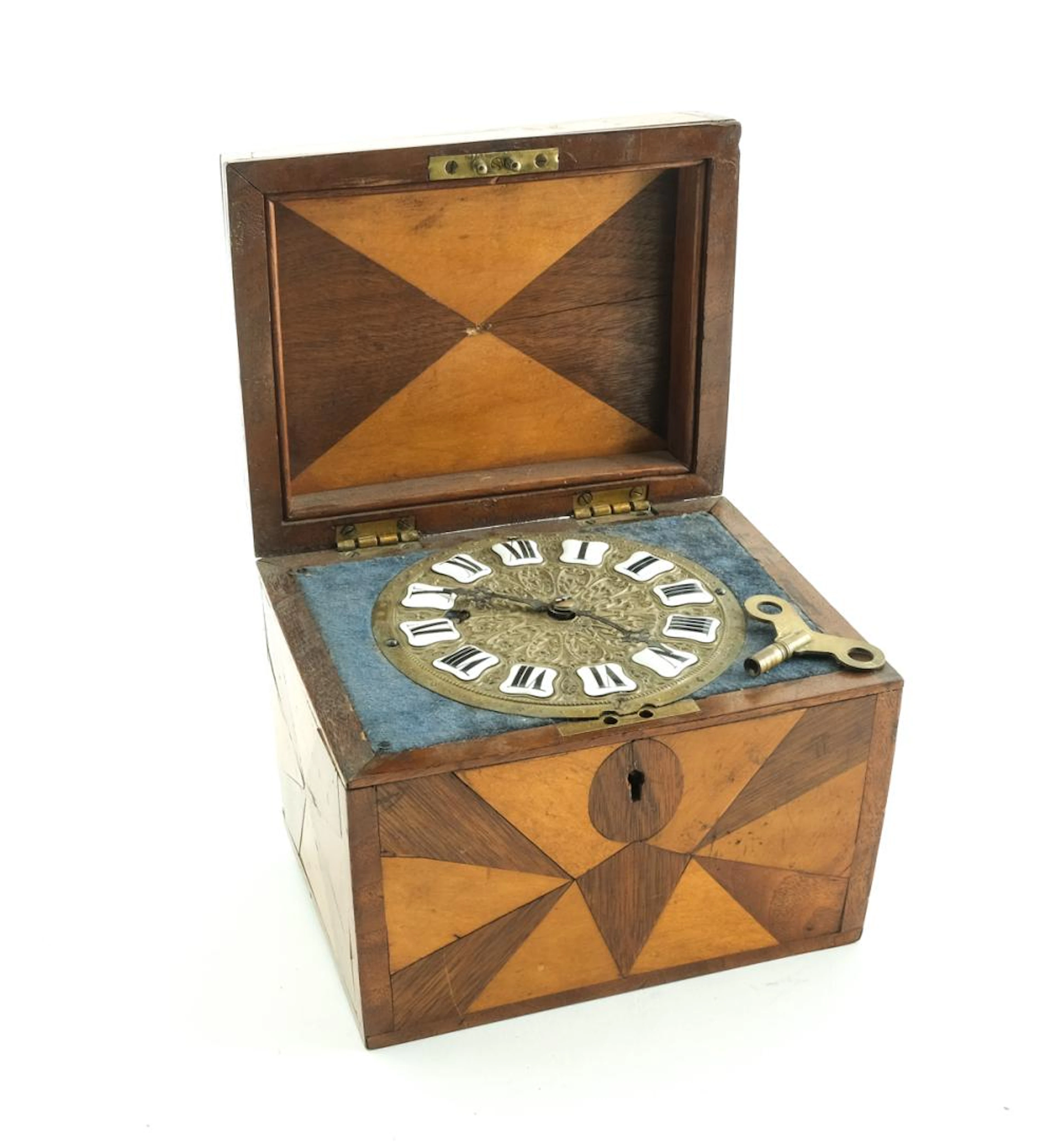 Inlaid Wood Boxed Clock