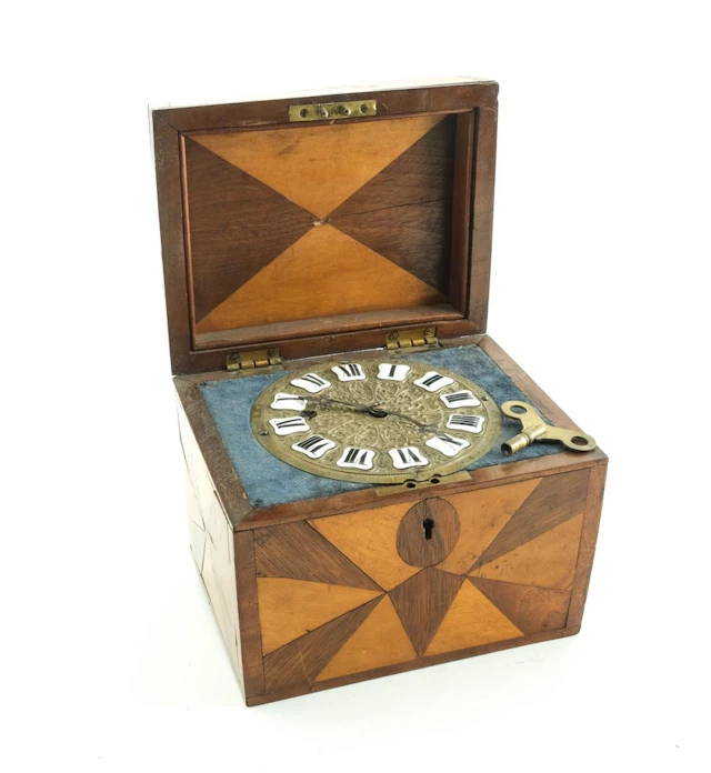 Inlaid Wood Boxed Clock