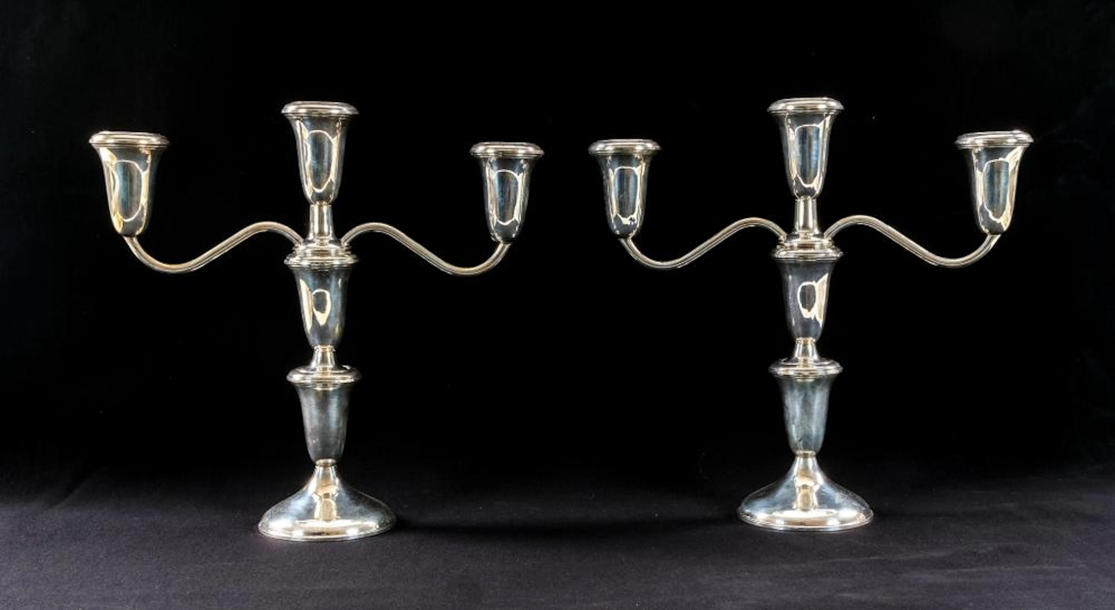 Pair of Empire Weighted Sterling Candlesticks