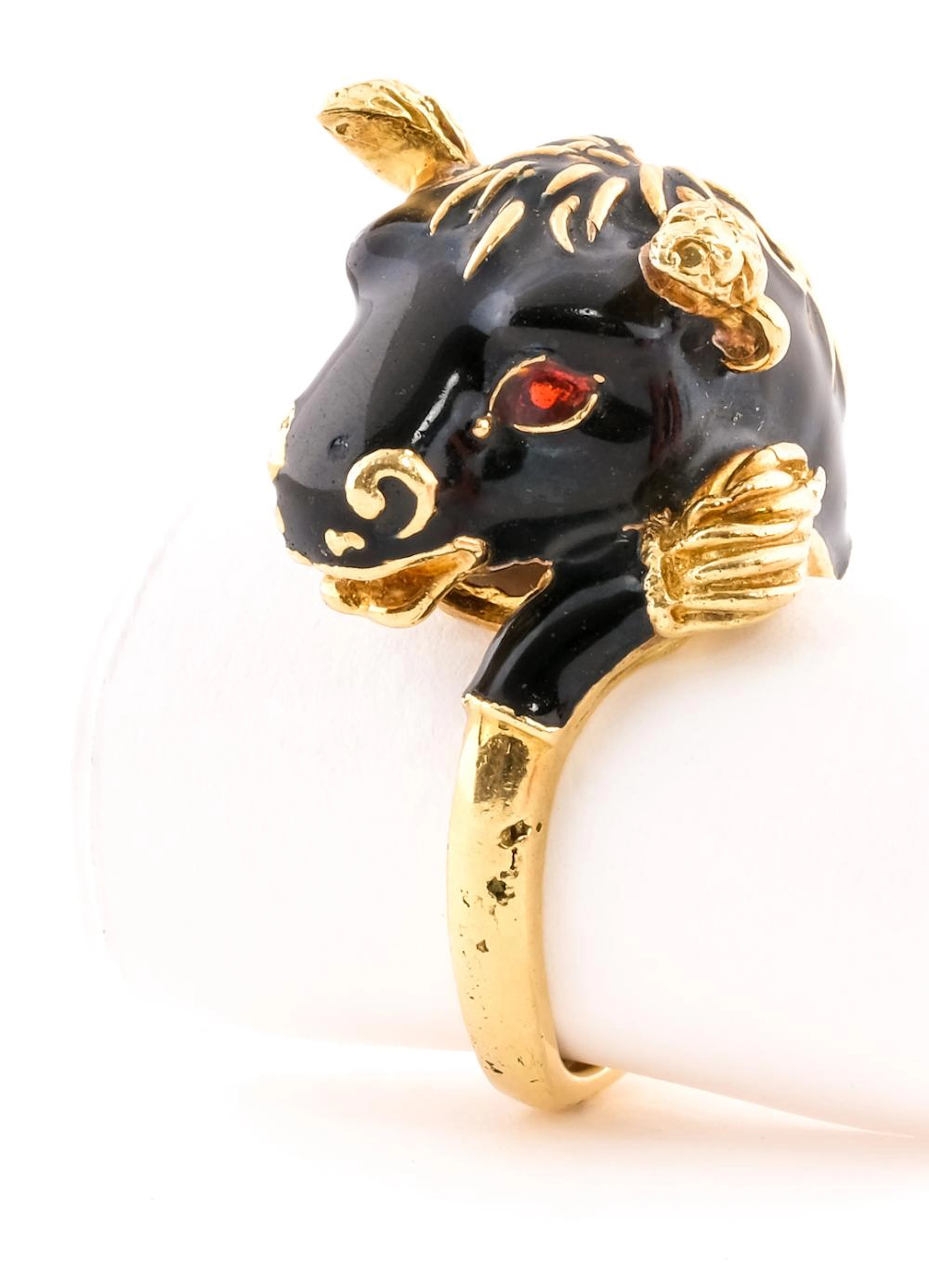 18K Gold & Enamel Bull Ring - After Frascarolo