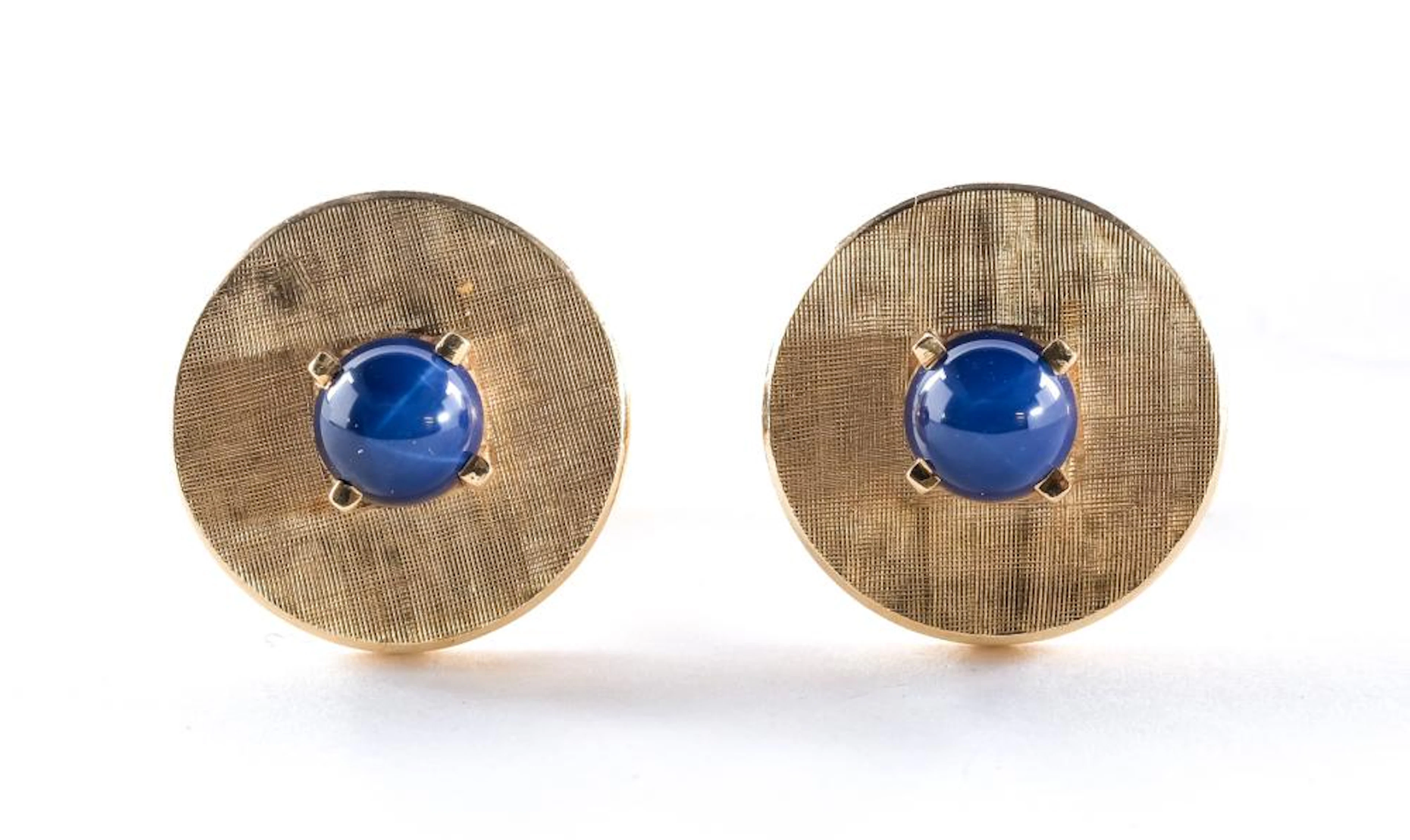 Pair of Avedon 14K Gold & Star Sapphire Cufflinks