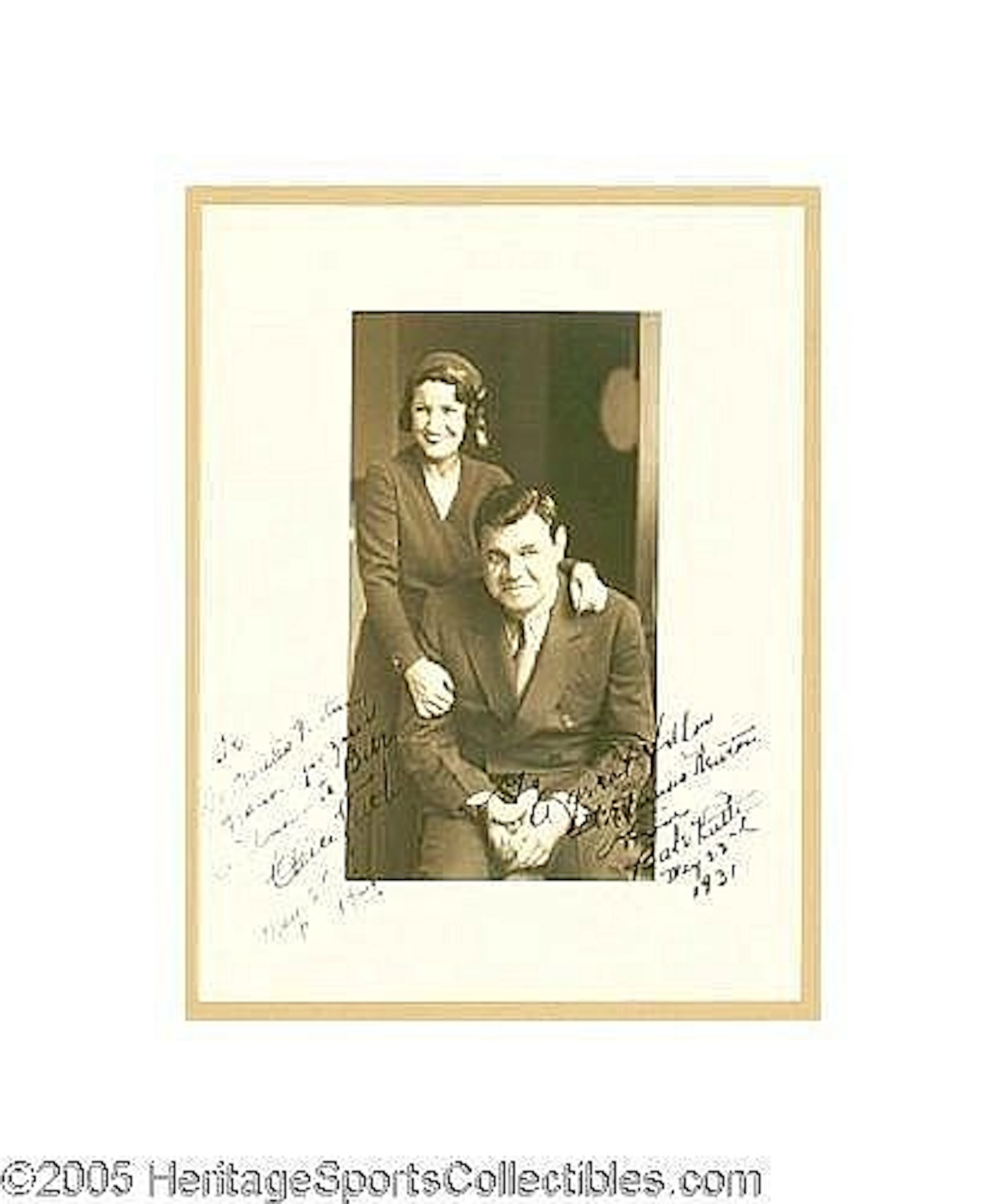 [ Sporting Memorabilia ] " 1931 Babe Ruth & His Wife Claire Signed Photograph