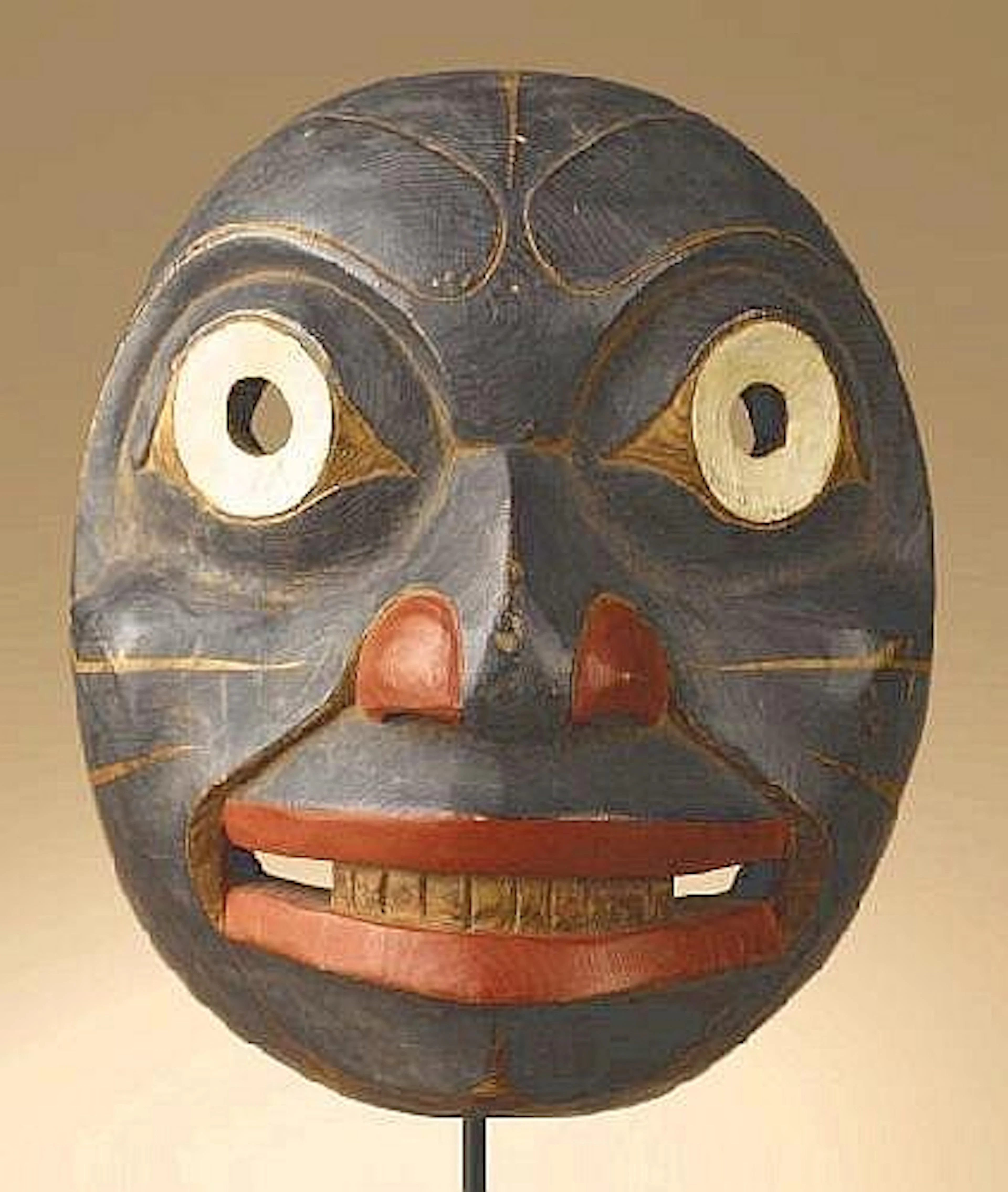 [ Native American Art ] Kwakiutl Shaman's Mask Circa 1970 Height 10 in