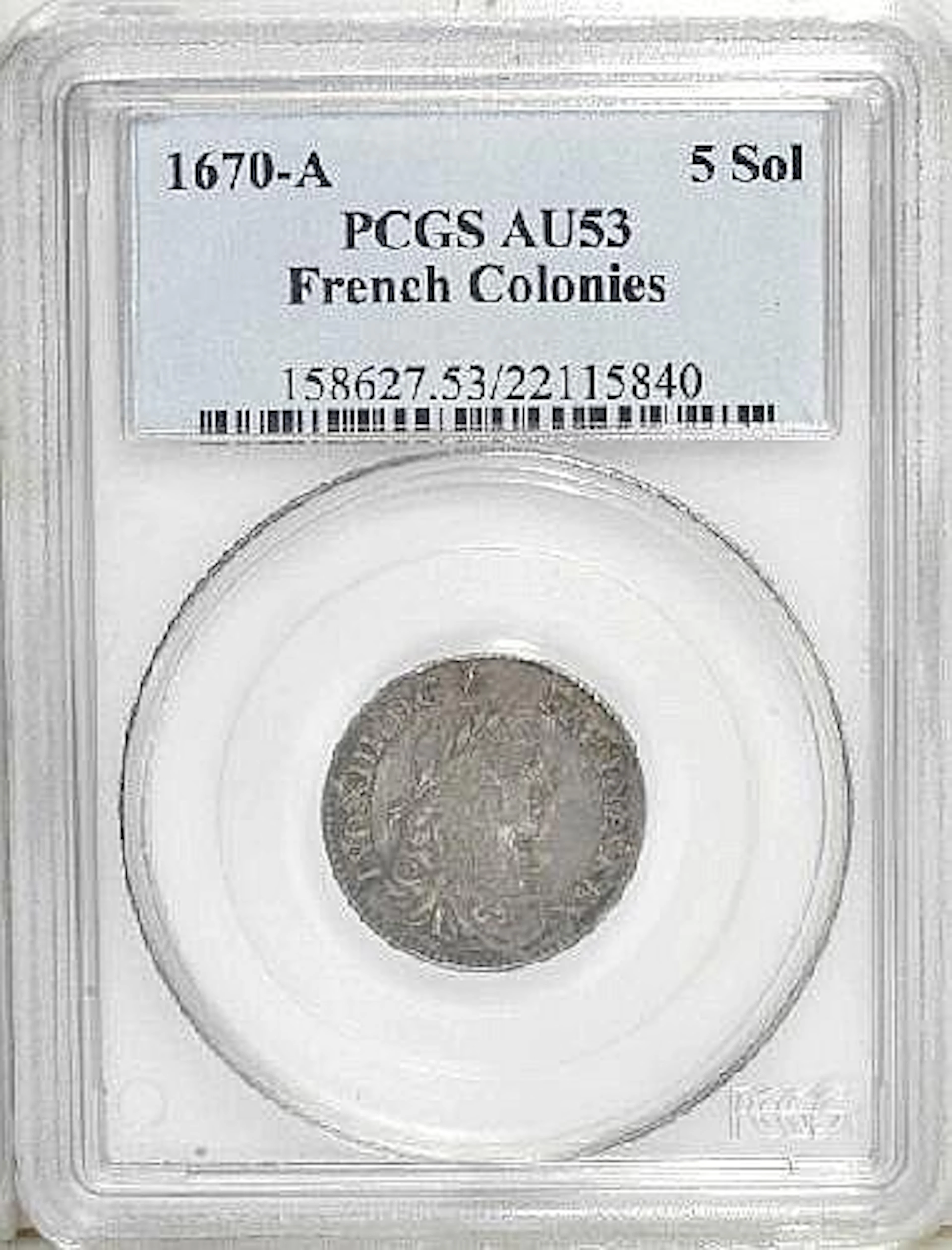 [ U.S. Coins ] 5SOL 53 PCGS 158627 1670-A A French...
