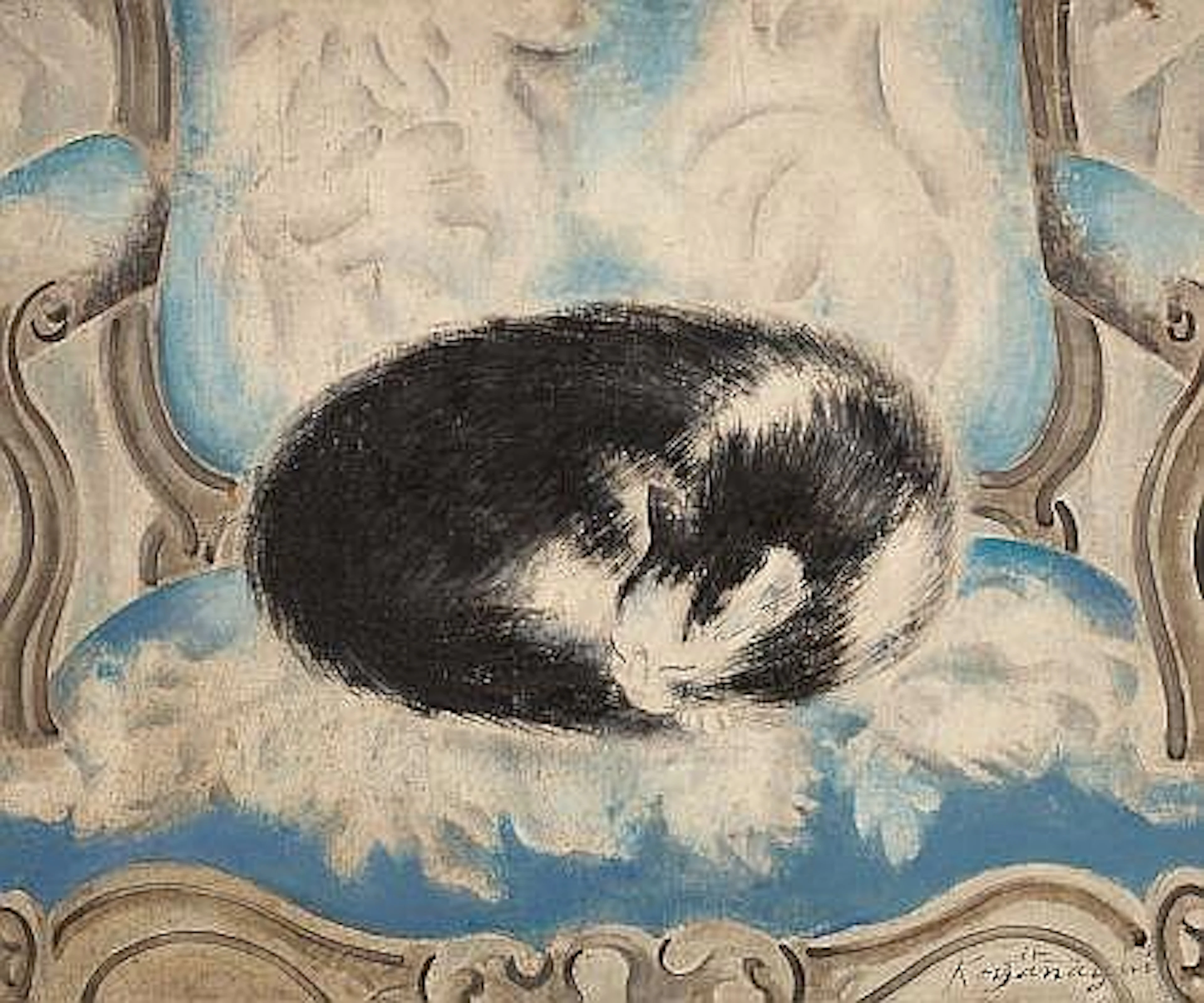 SEI KOYANAGUI (Japanese, 1896-1948) Cat sleeping