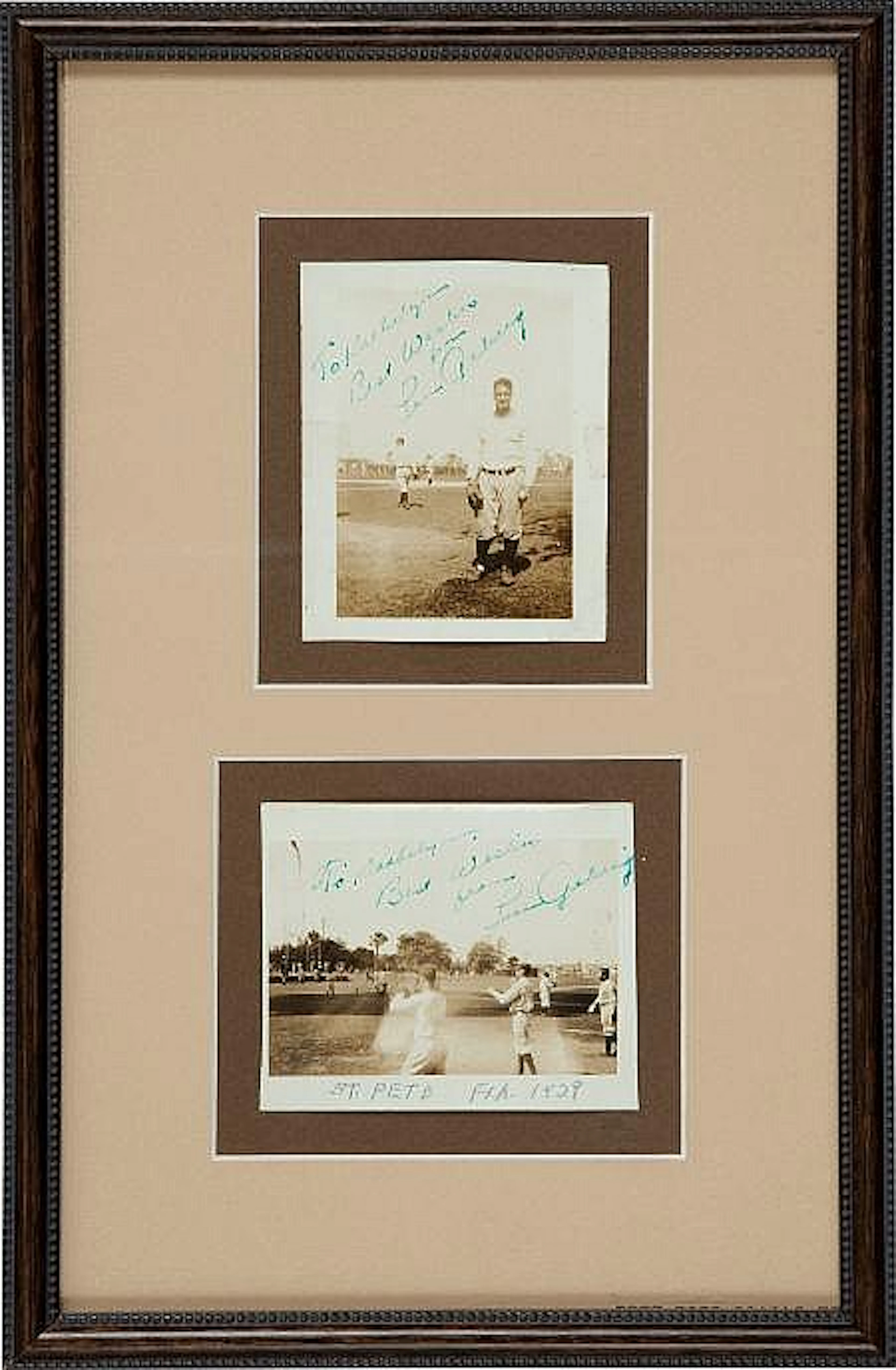 1929 Lou Gehrig Signed Photographs (2) Display.