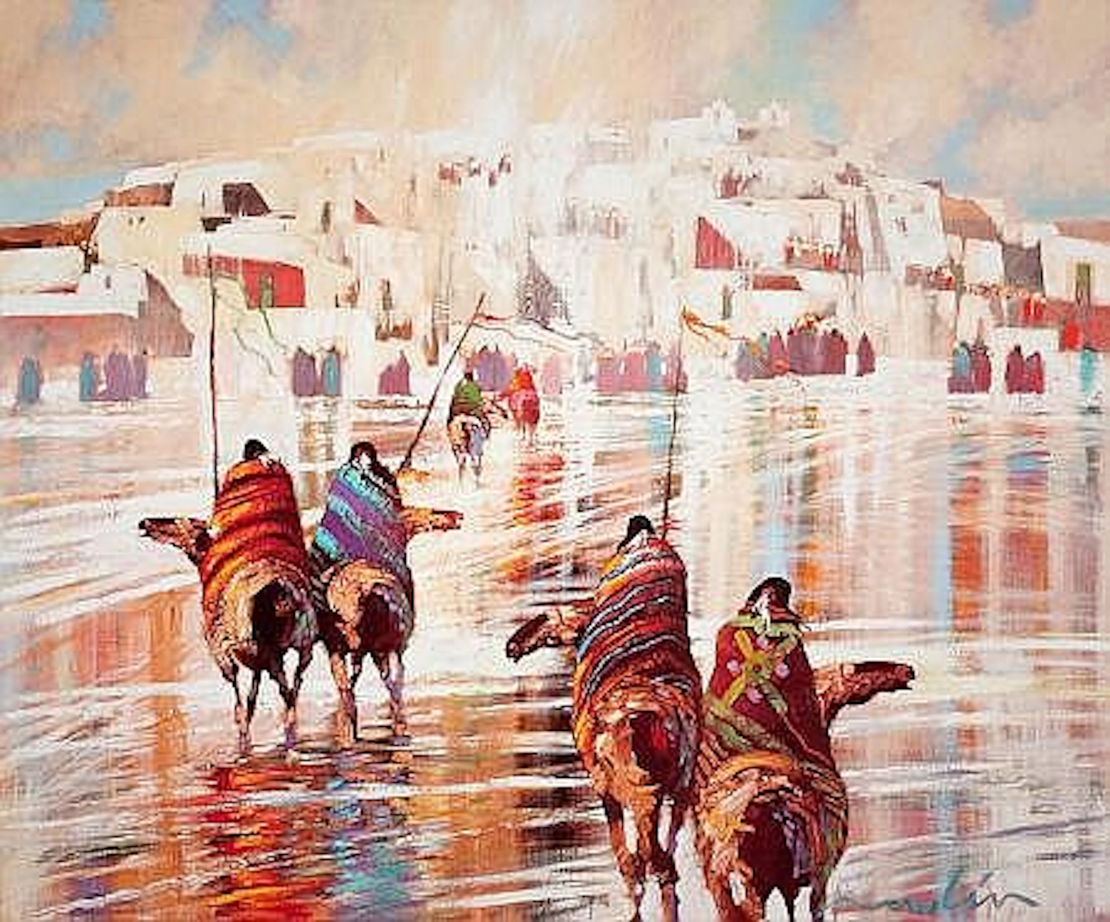 B.C. NOWLIN (American, b. 1949) Indian Riders Approachi