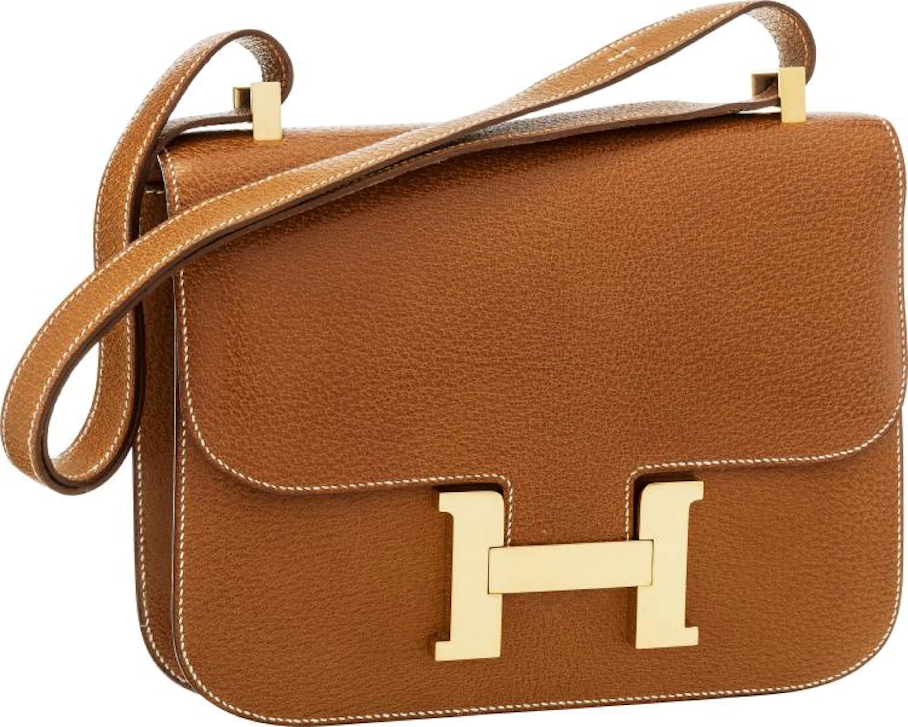 Hermes 23cm Natural Peau Porc Single Gusset Constance B