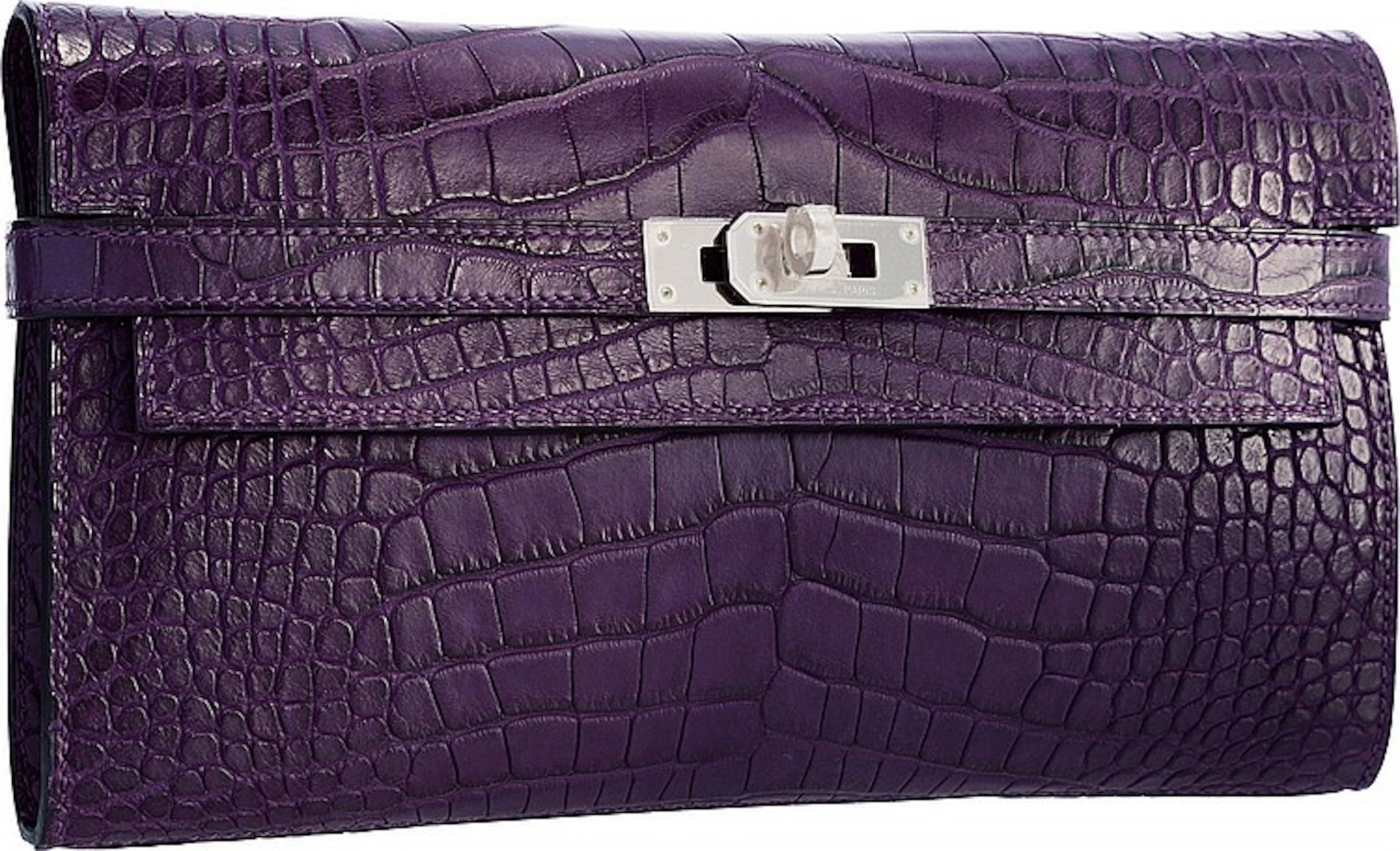 Hermes Matte Amethyst Alligator Kelly Long Wallet with