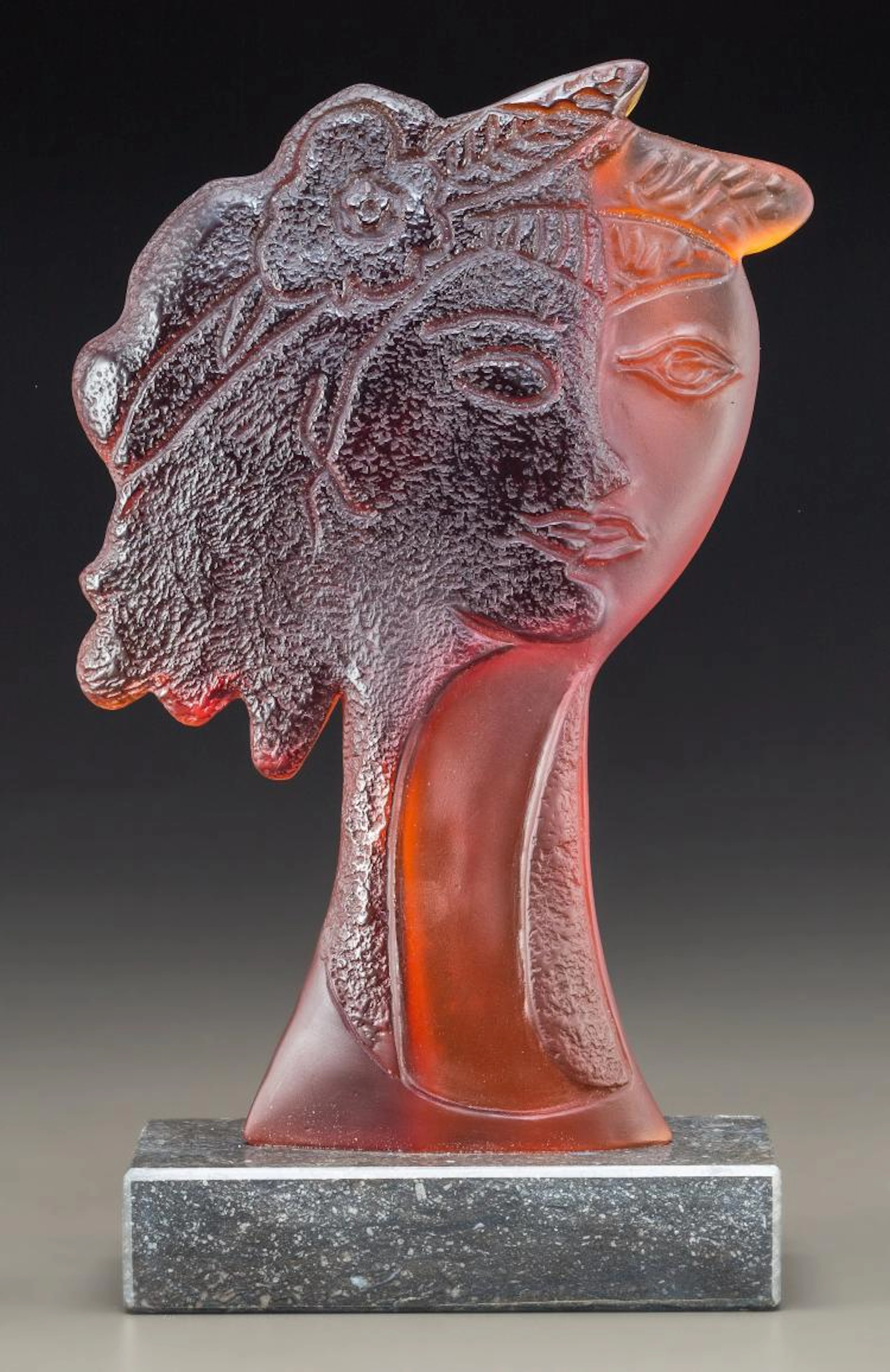 Limited Edition Daum Amber Glass Sculpture by Georges B