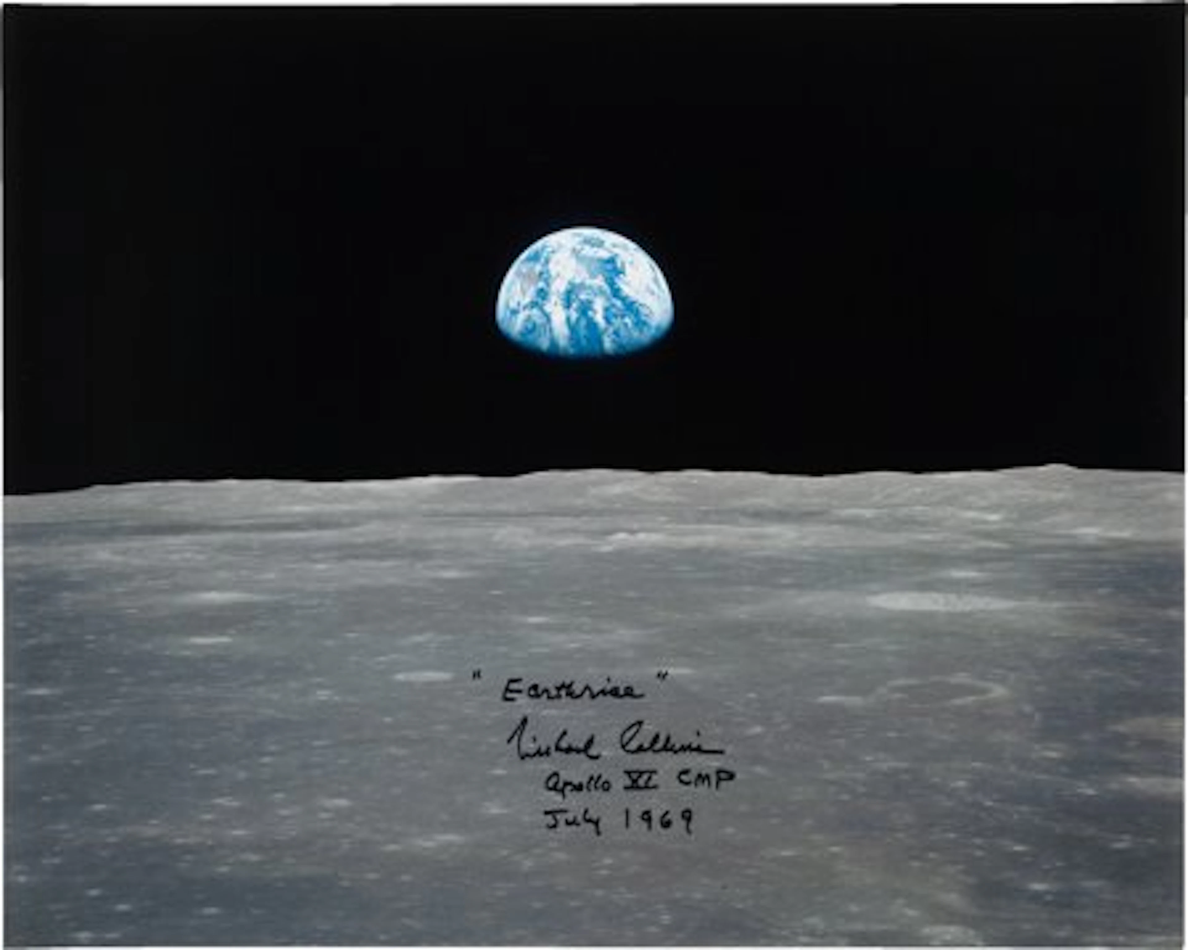 Michael Collins Signed Large Apollo 11 "Earthrise" Colo