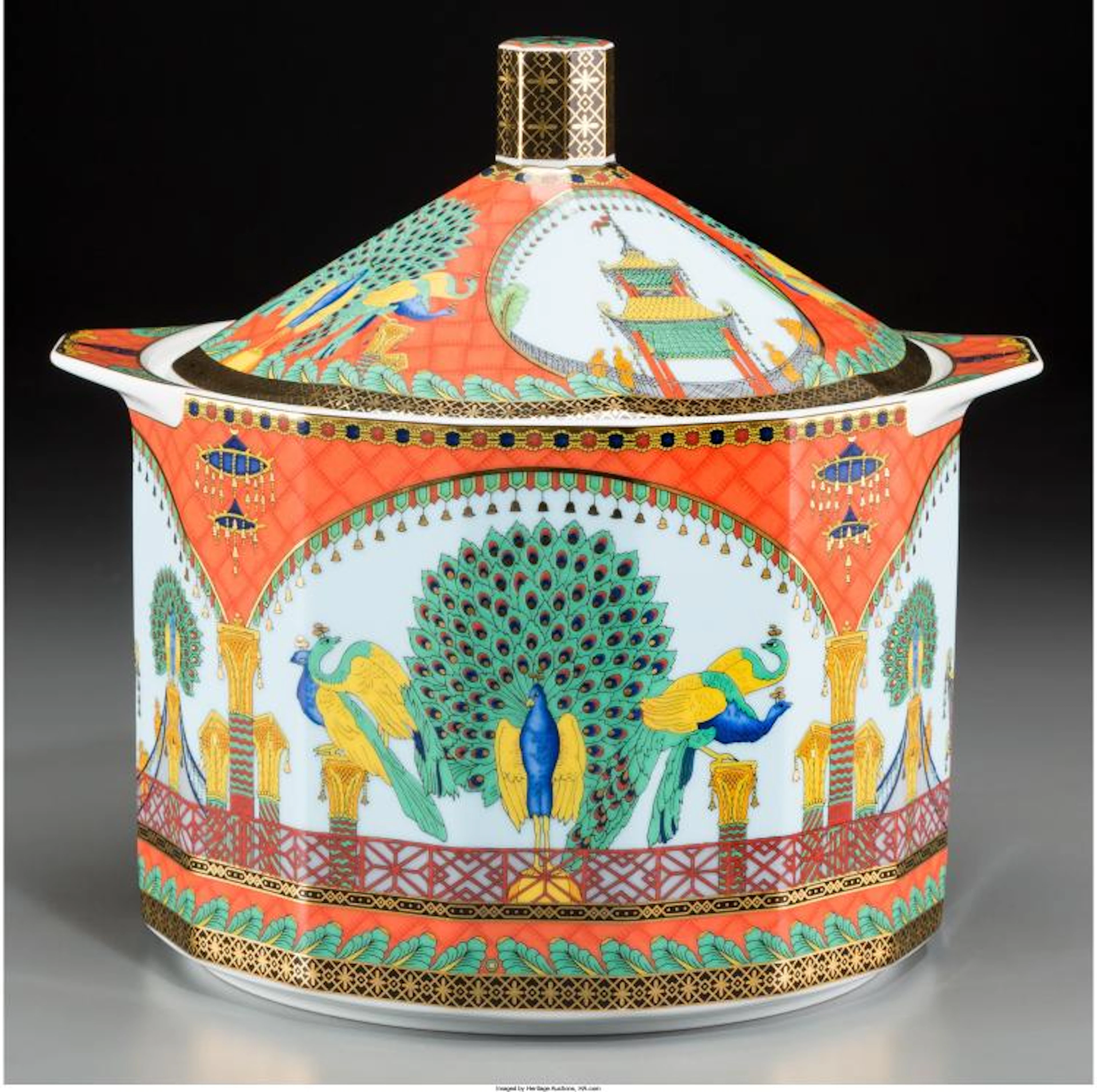 A Versace by Rosenthal Le Voyage de Marco Polo Covered Porcelain Jar, late 20th