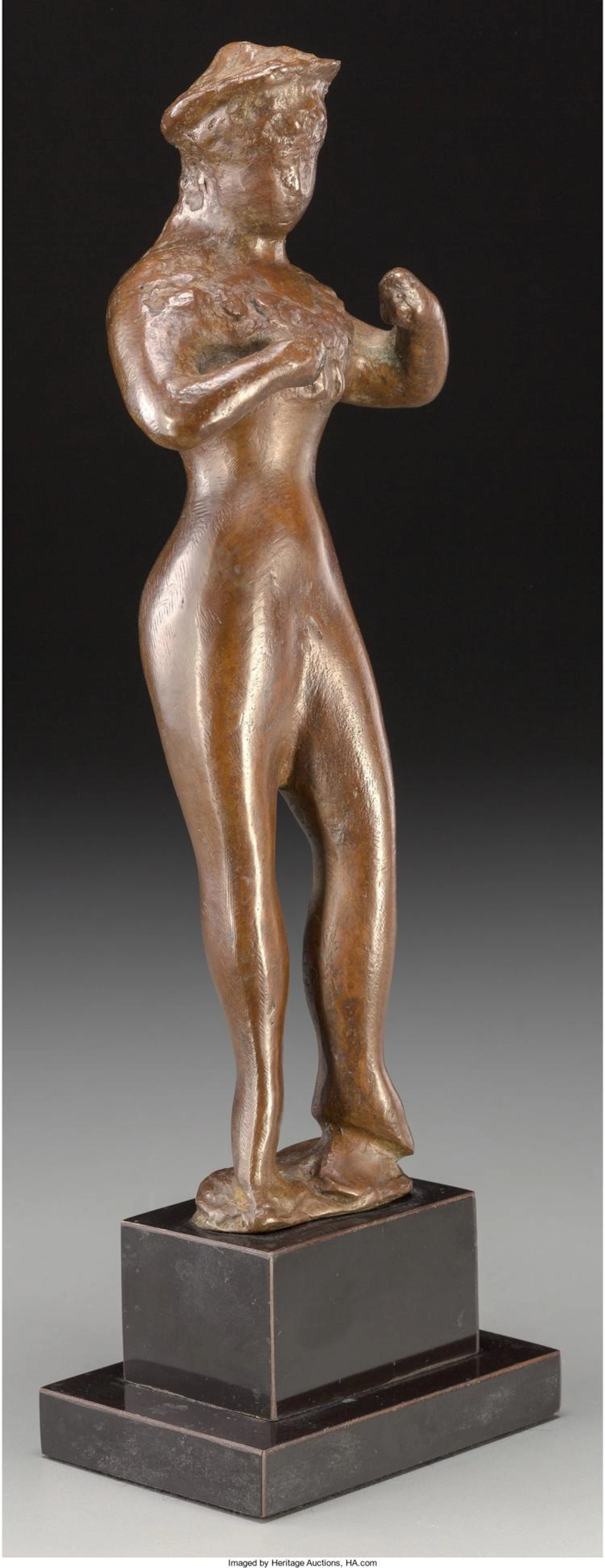 Elie Nadelman (American, 1882-1946) Standing Female Figure Bronze with brown pat