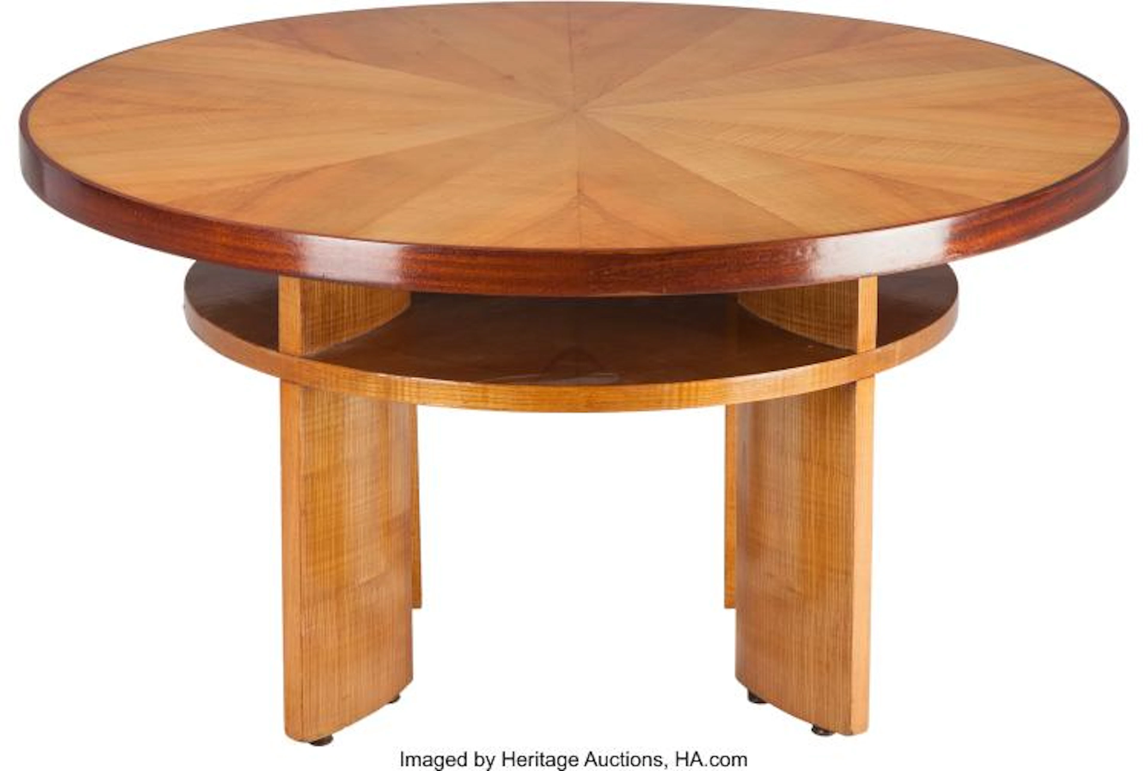 A FRENCH ART DECO TIGER MAPLE AND MAHOGANY SOFA TABLE, CIRCA 1930 18 INCHES HIGH