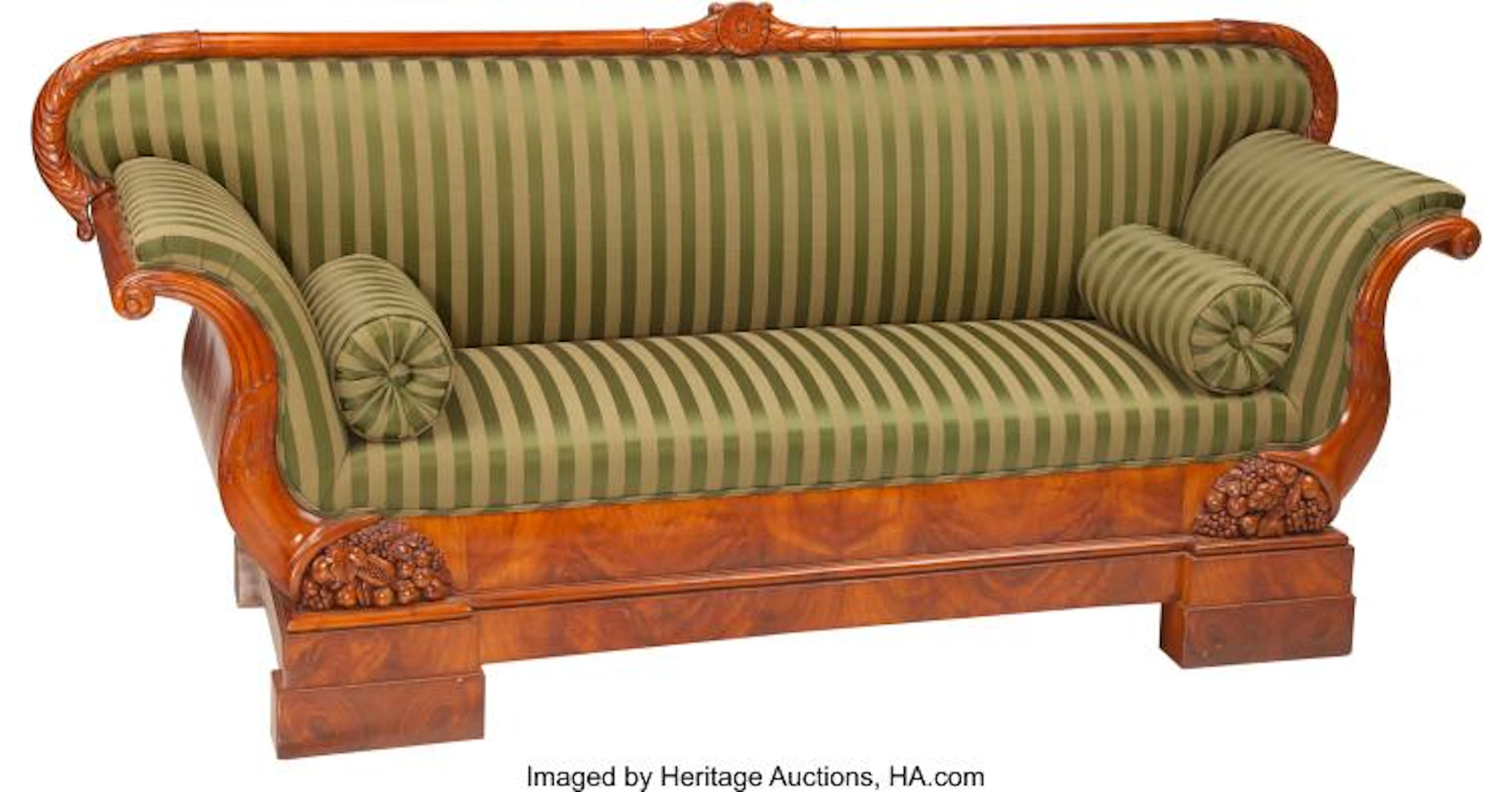 AN IMPRESSIVE SOUTH GERMAN BIEDERMEIER CHERRY SOFA WITH CORNUCOPIA MOTIF, MAINZ