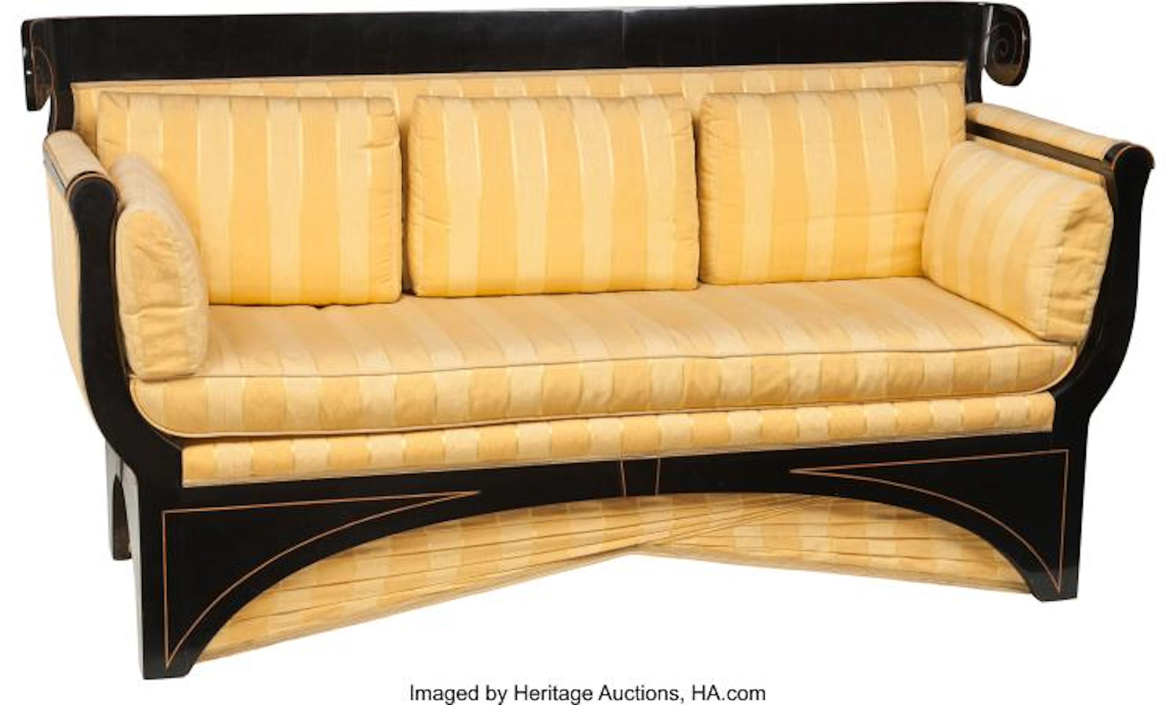 A NEOCLASSICAL BIEDERMEIER EBONIZED WOOD SOFA 37 H X 71 W X 26 D INCHES (94.0 X