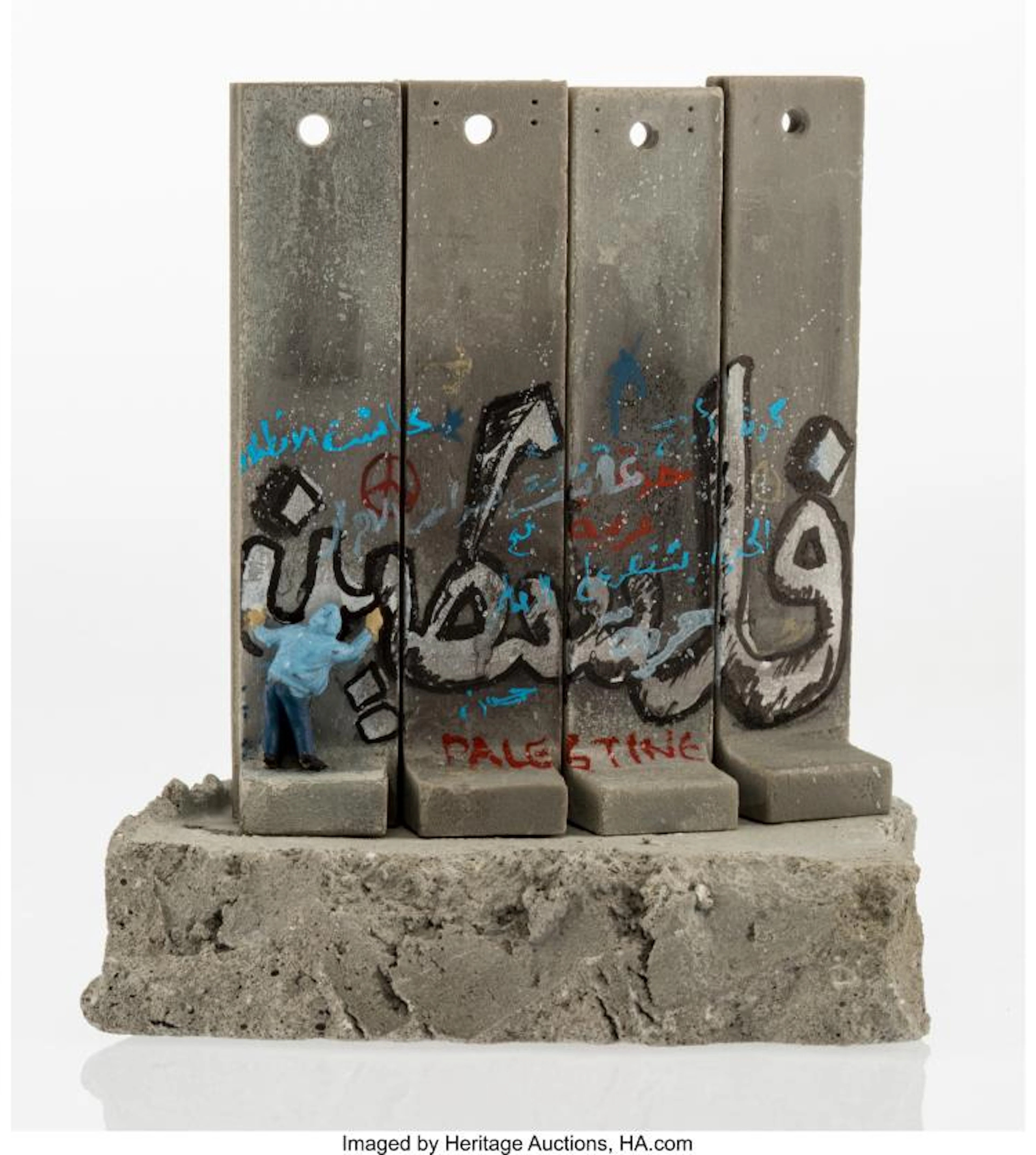 BANKSY (BRITISH, B. 1974) SOUVENIR WALL SECTION, 2017 PAINTED CAST RESIN WITH CO