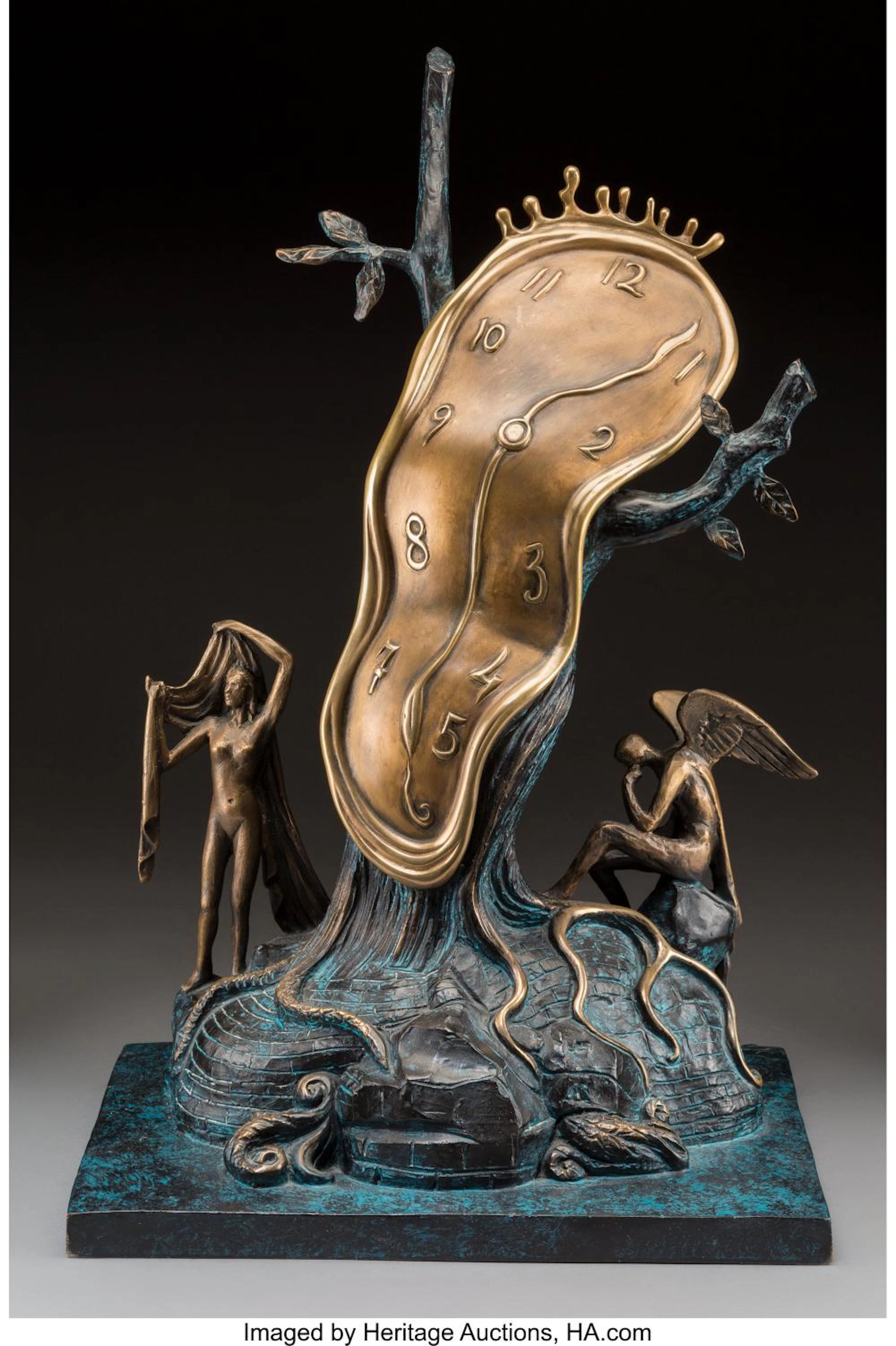 SALVADOR DALÍ (SPANISH, 1904-1989) NOBILITY OF TIME, 1984 BRONZE WITH BROWN AND